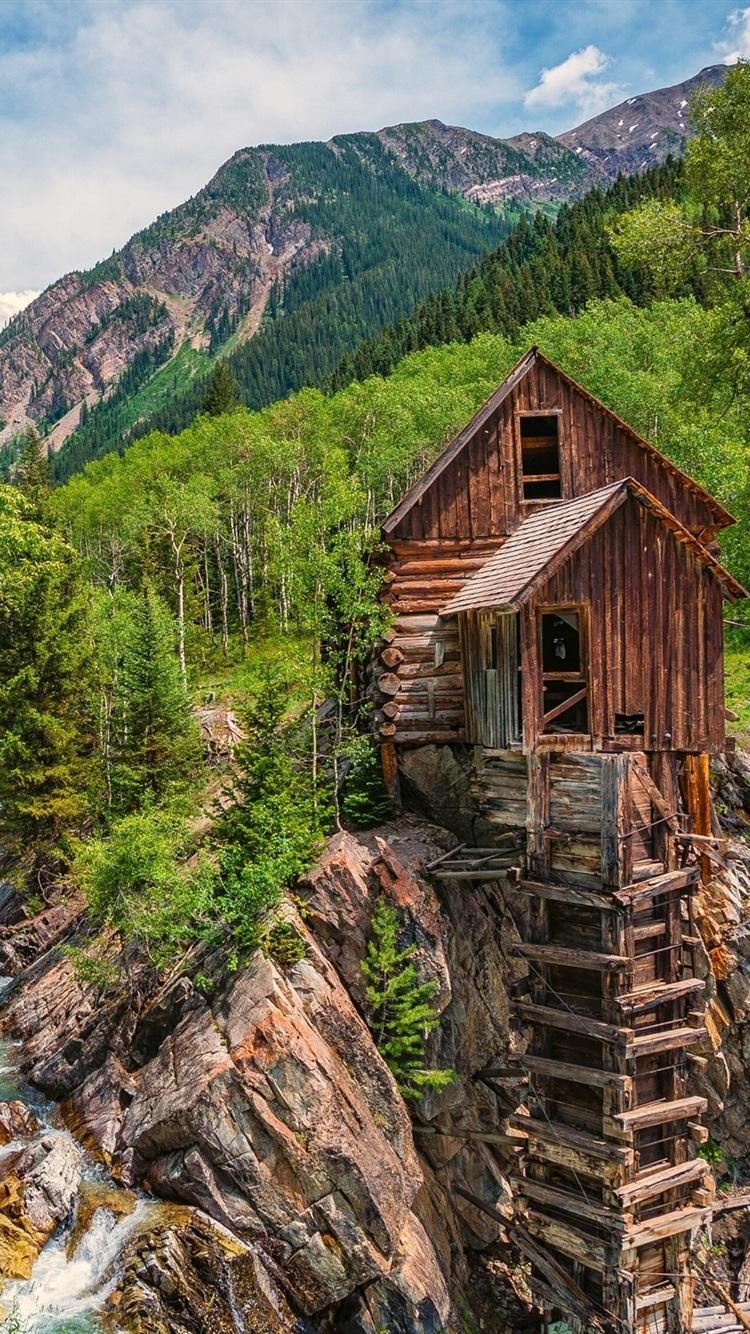 Colorado water mill river forest trees mountains wallpaper Gallery