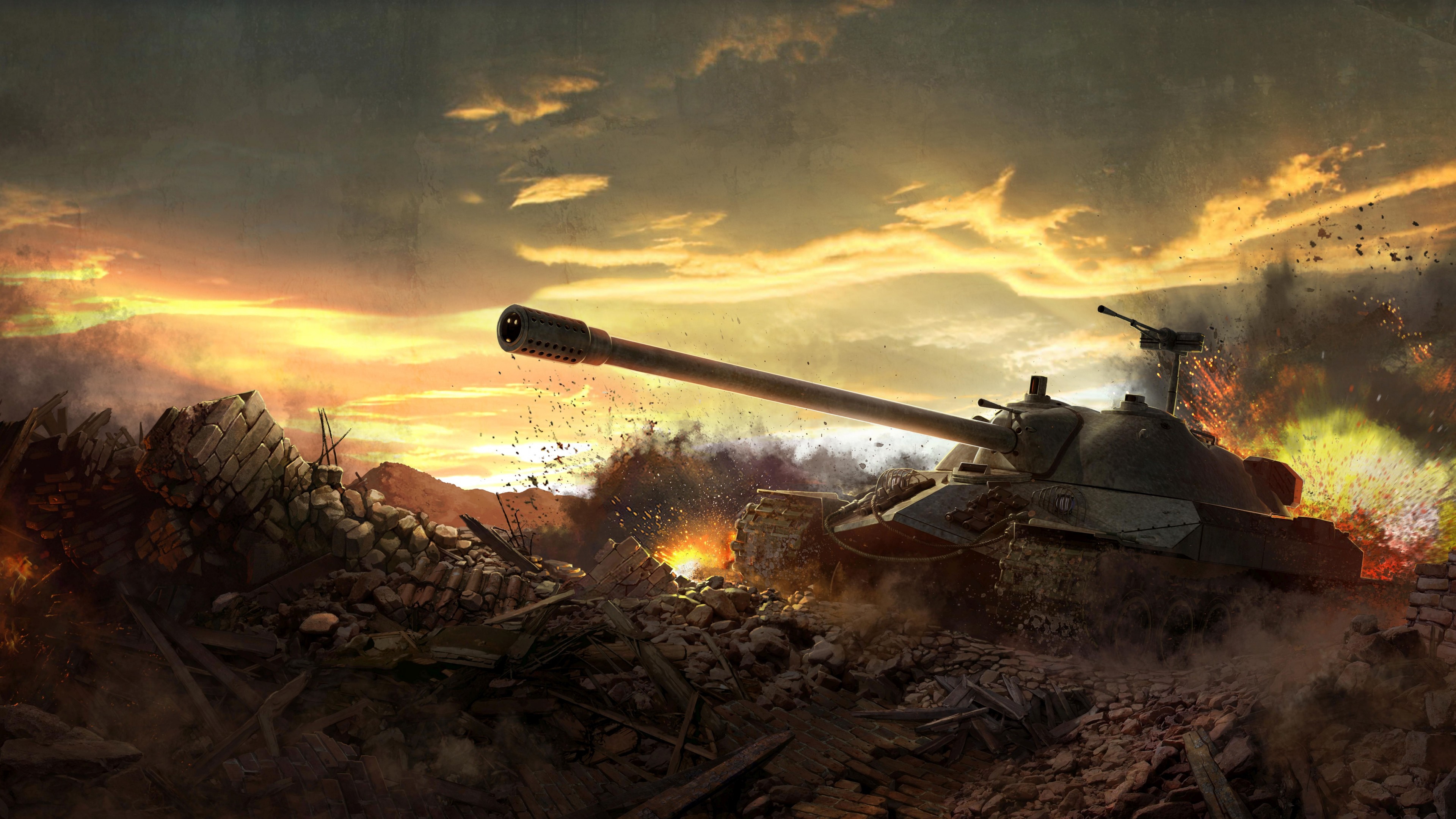 Wallpaper World of Tanks, game, tank, IS- battlefield, sky, clouds