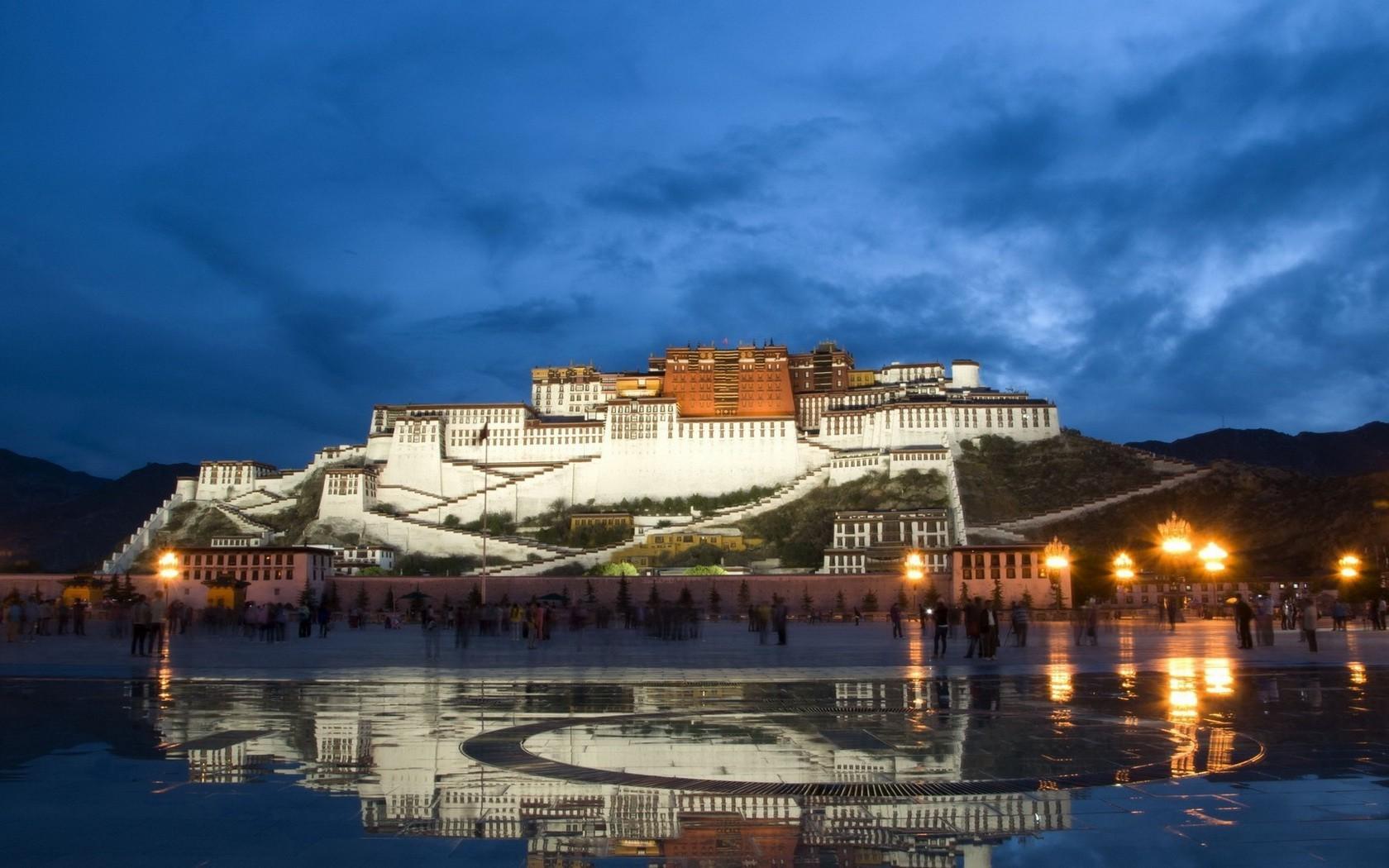 Buddhism, Architecture, Tibet, Potala Palace, Palace, Evening, Hill