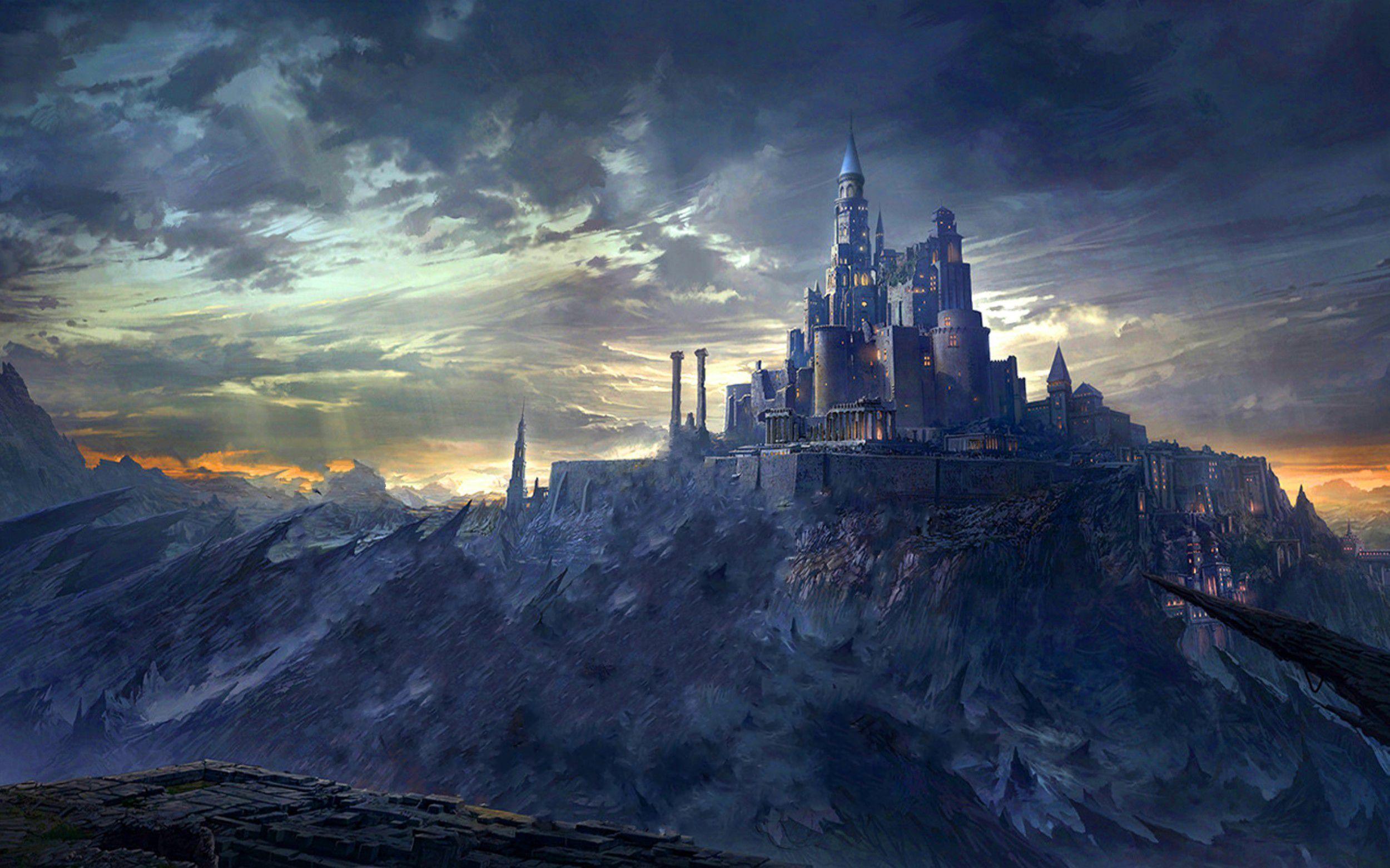 Image for Fantasy Mountain Castles Wallpaper Free HD. Study in 2019