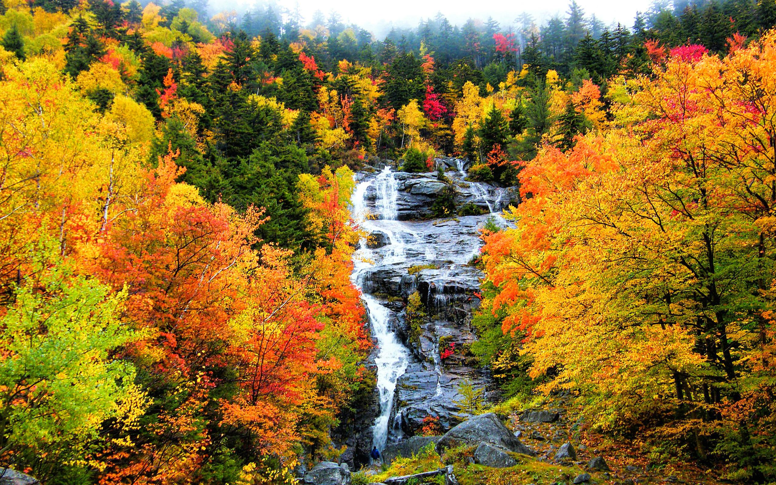 White Mountain Waterfall, Gorgeous Fall Scenery widescreen wallpaper