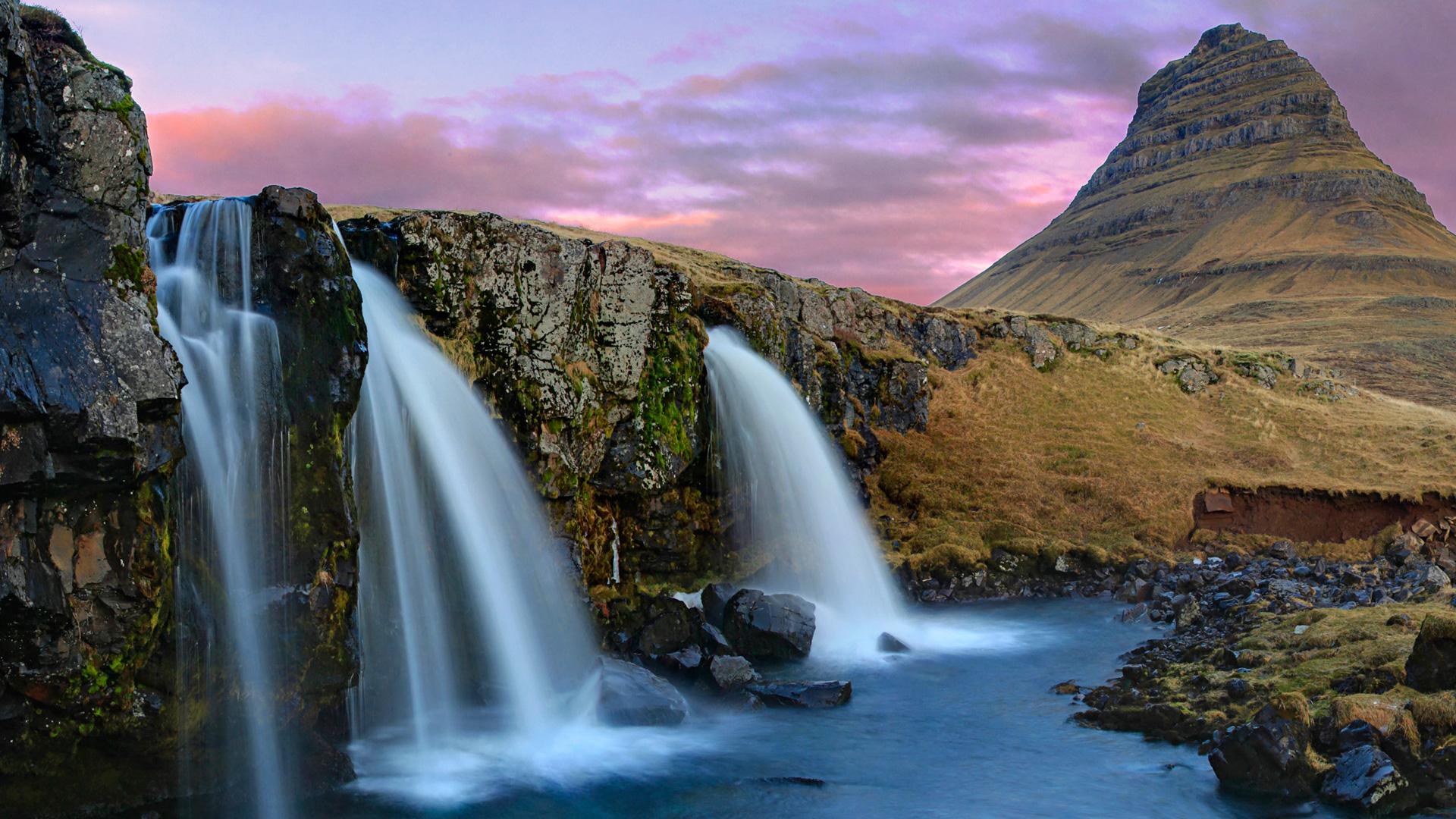 Kirkjufell Mountain Waterfalls Iceland Wallpaper. HD Wallpaper