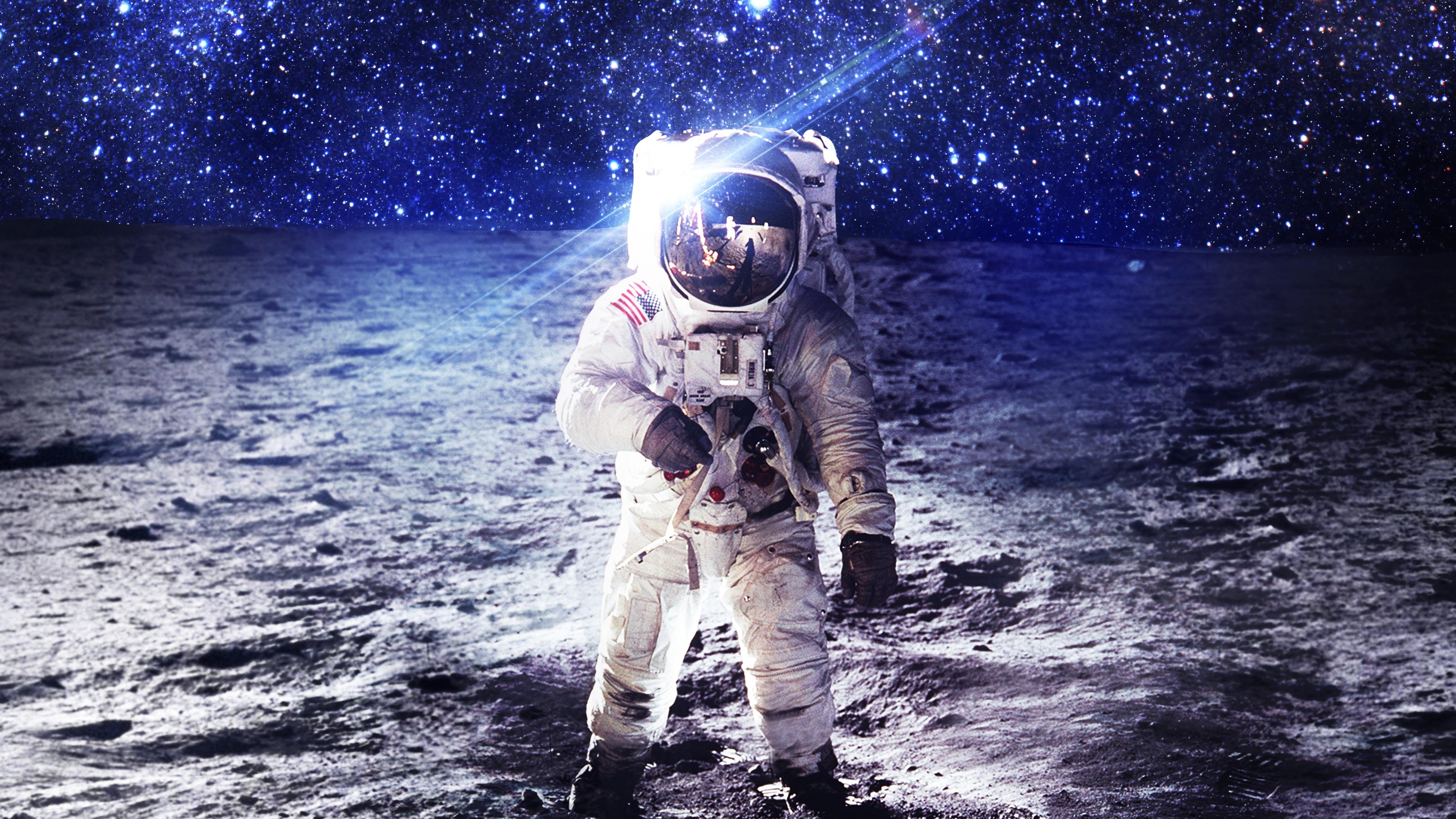 Wallpaper Astronaut, Moon, Spacesuit, NASA, 4K, Space