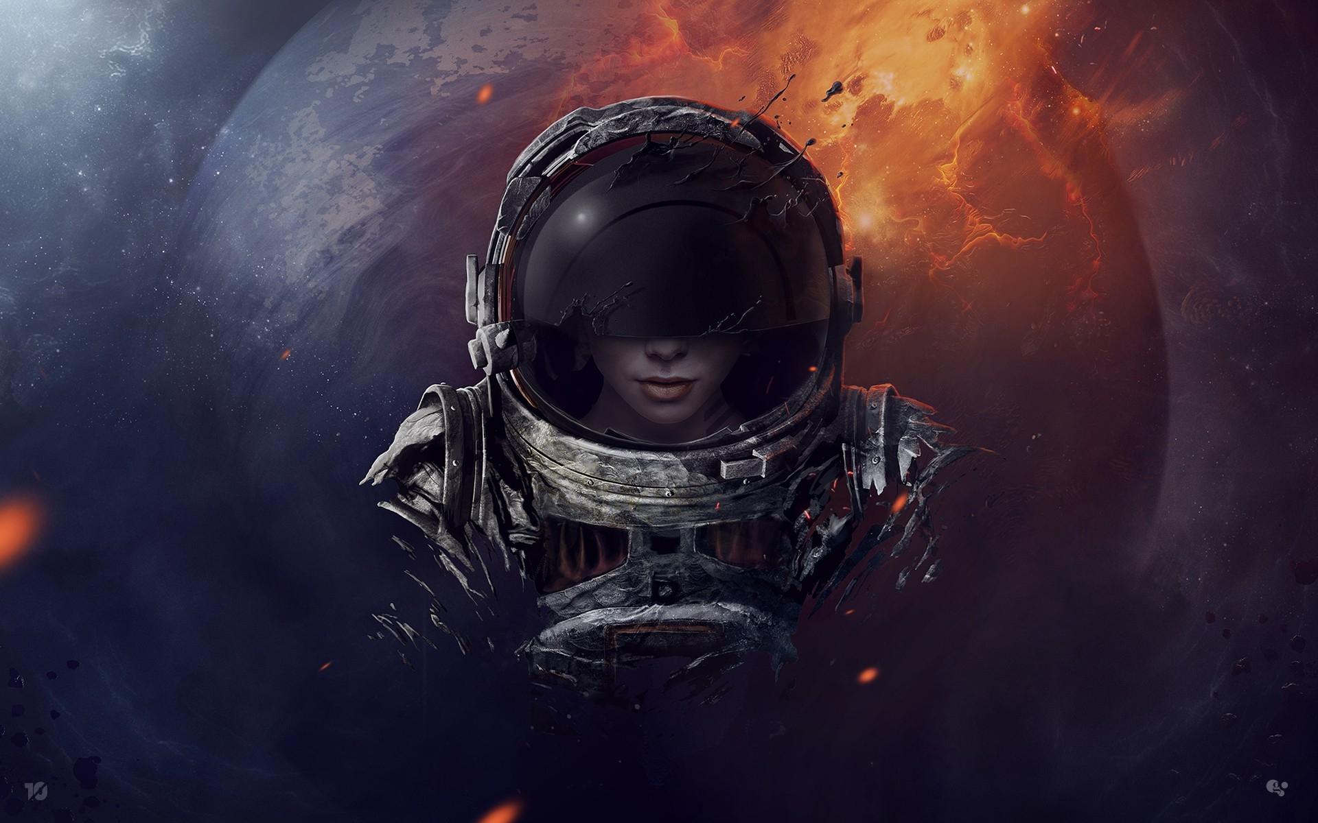 Download 1920x1200 Explosion, Sci Fi, Astronaut, Spacesuit