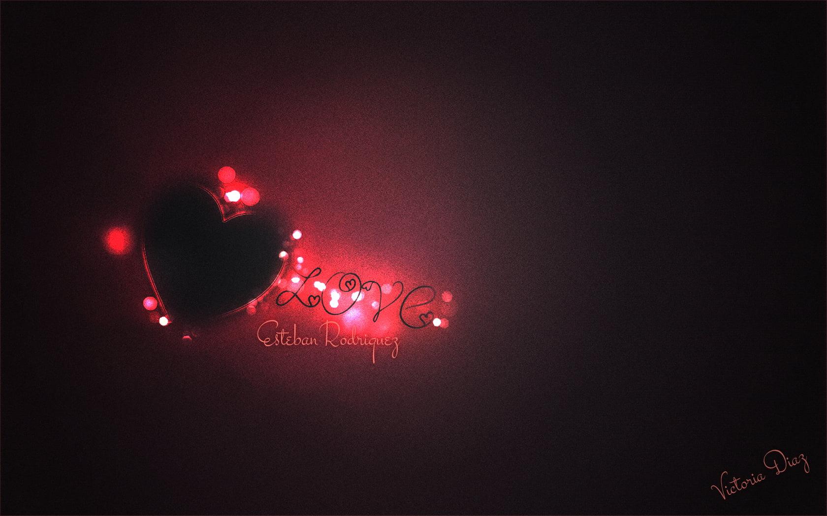 Red and black LED heart wall decor, love, artwork, heart HD