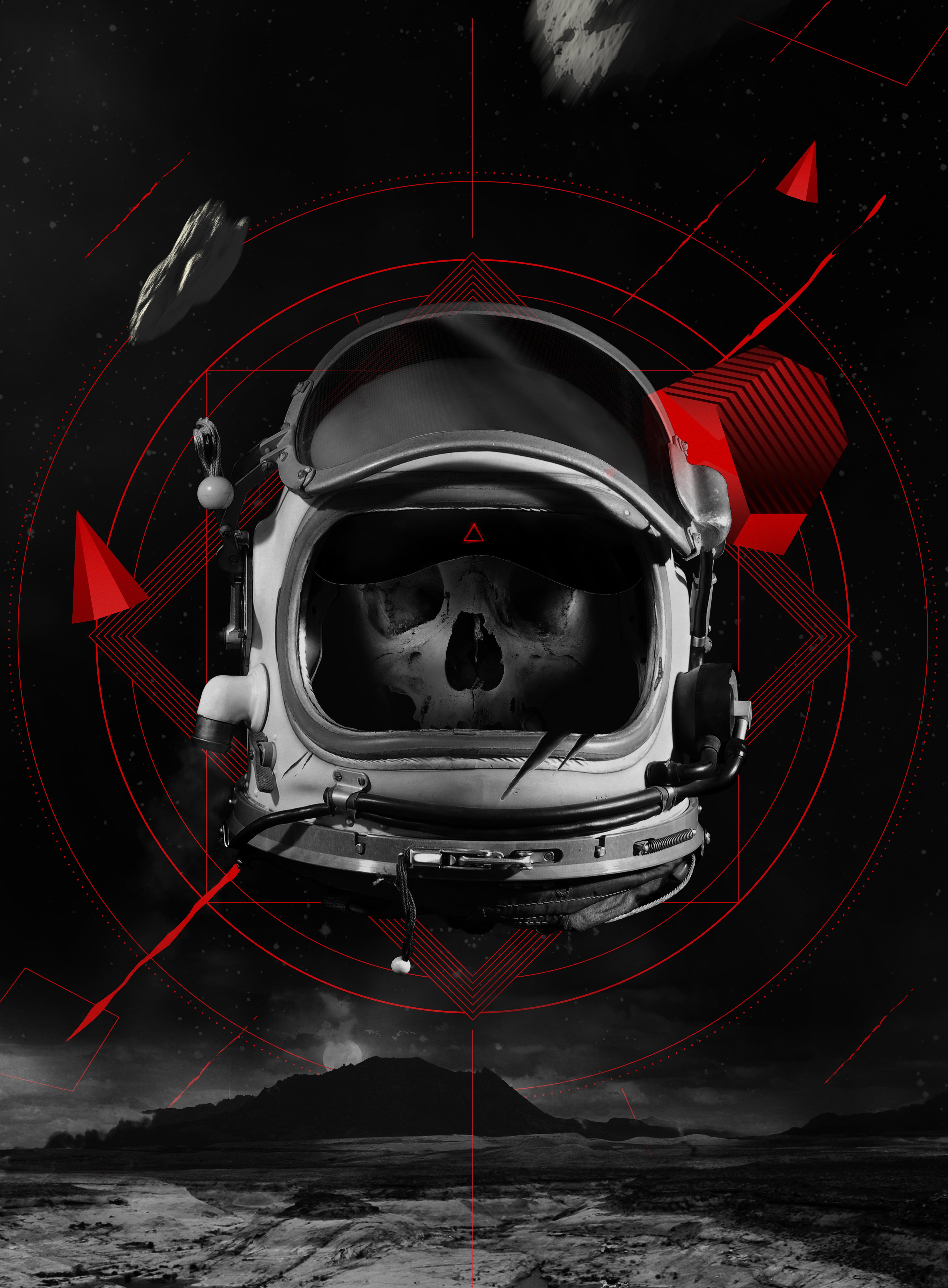 Wallpaper Dead Astronaut, Skull, Space suit, 4K, Creative