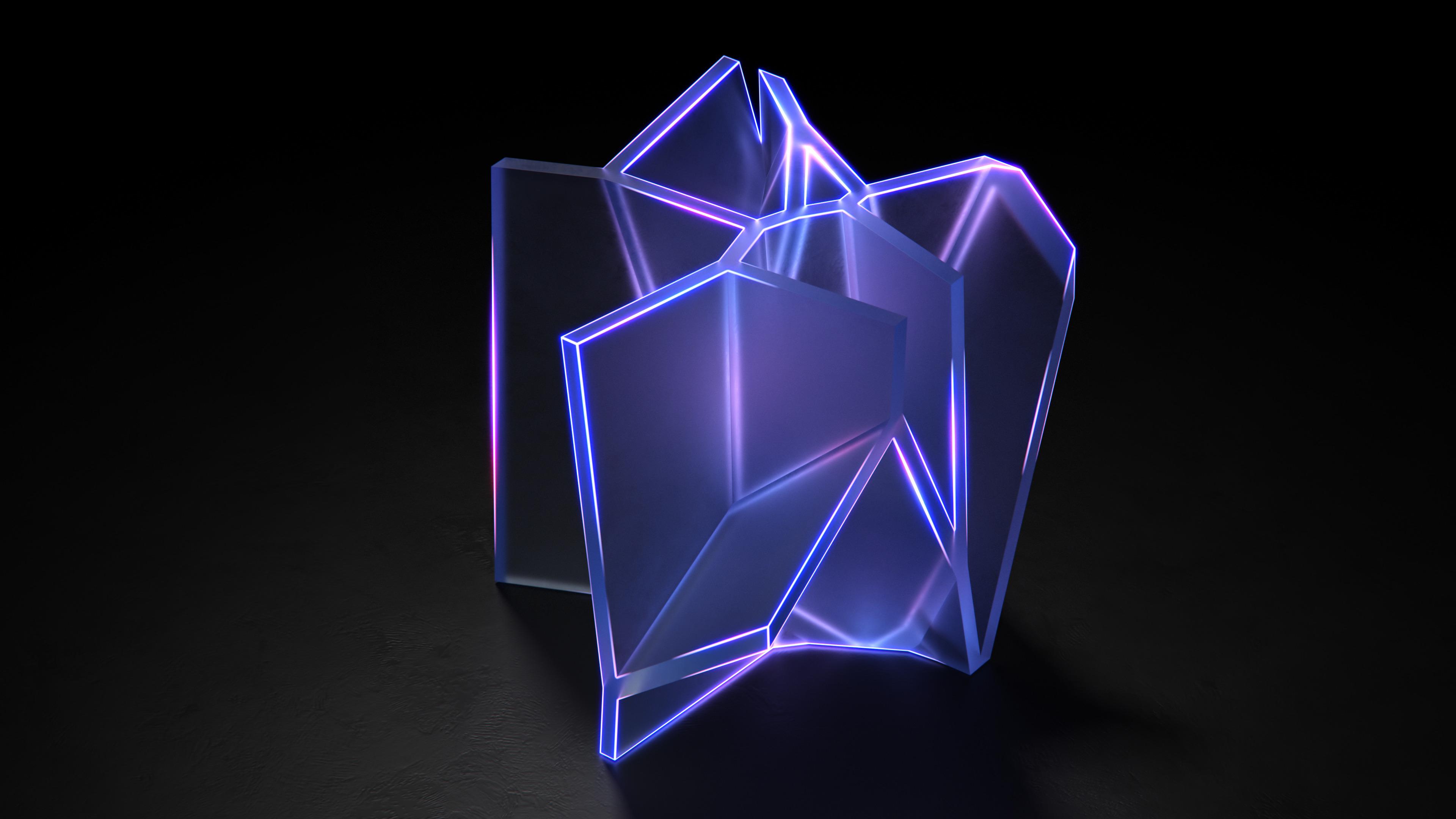 Download 3840x2400 wallpaper abstract, glowing glass, geometric