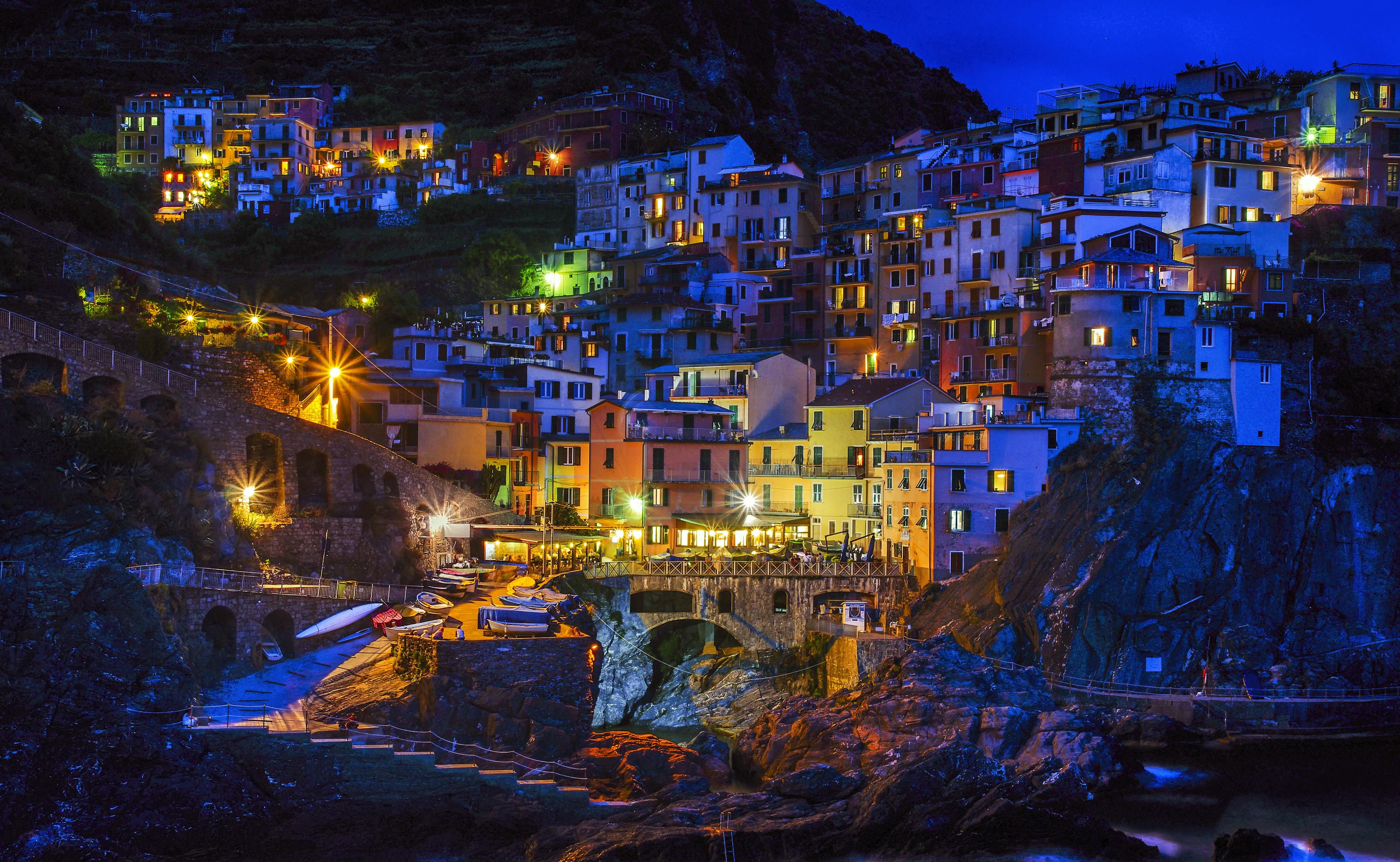 Manarola, Italy at Night HD Wallpaper. Background Imagex2000