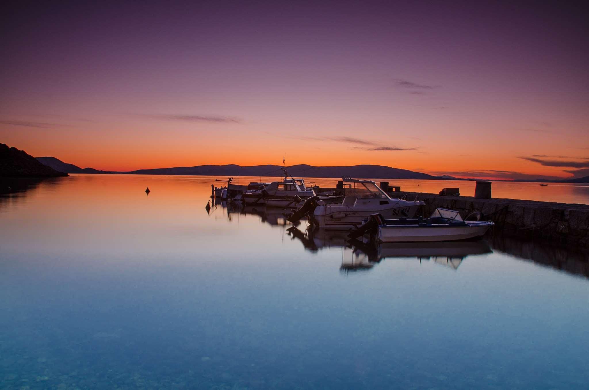 boats, evening, sea, sunset wallpaper and background. Free