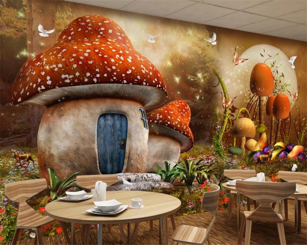 Beibehang Custom Wallpaper Fairy Tale Mushroom House Children Room