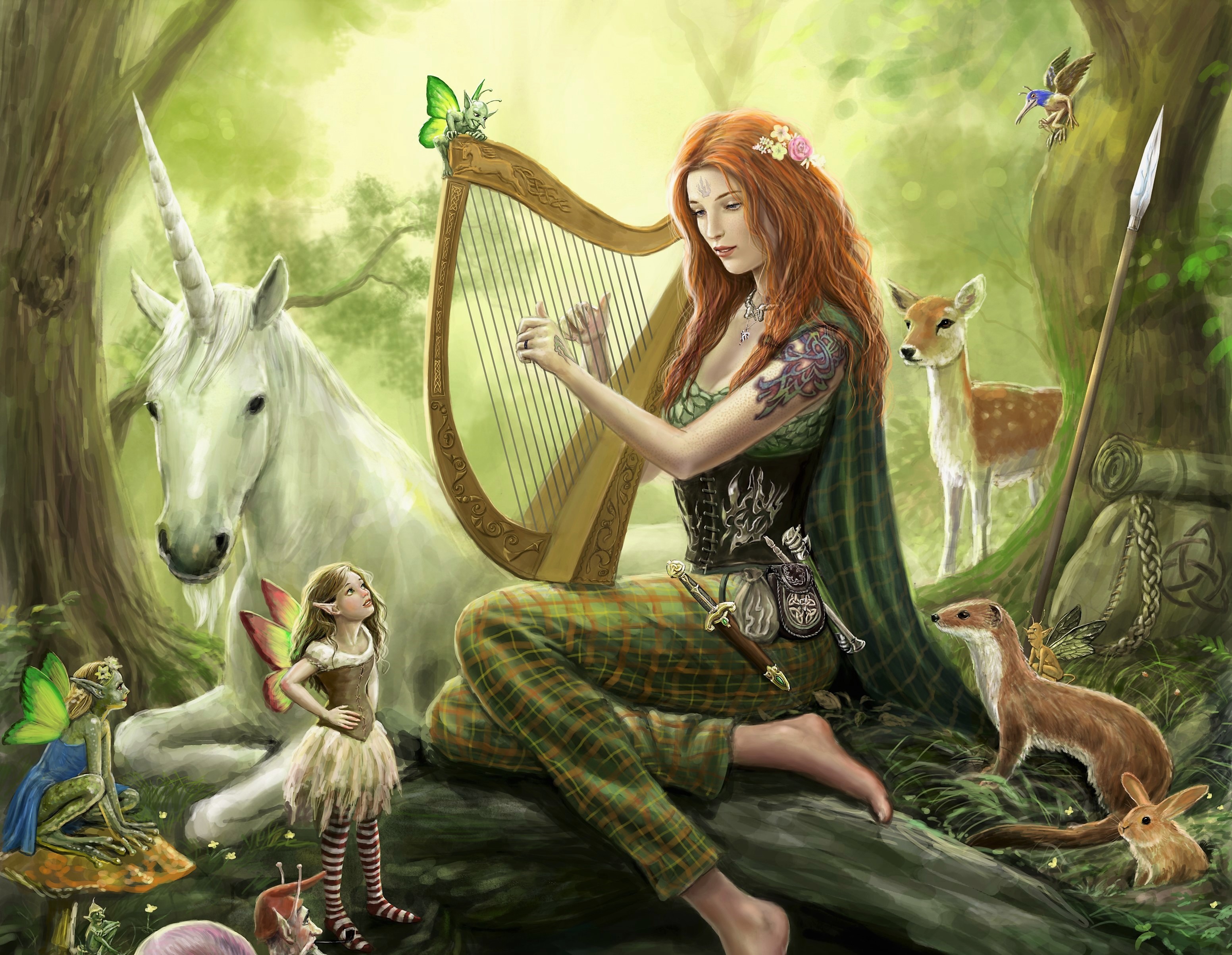 Fairies in Enchanted Forest HD Wallpaper. Background Image