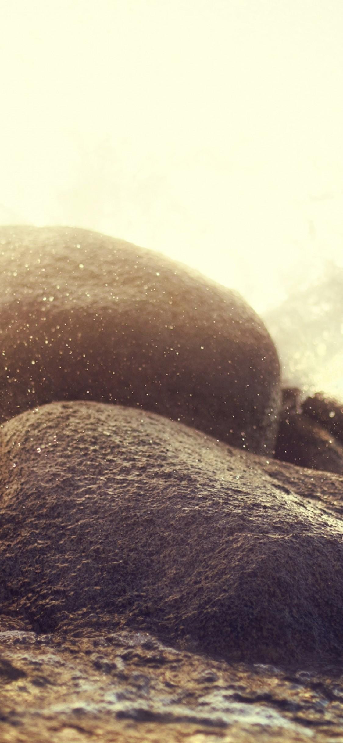 Download 1125x2436 Rocks, Waves, Ocean, Foam, Shoreline Wallpaper