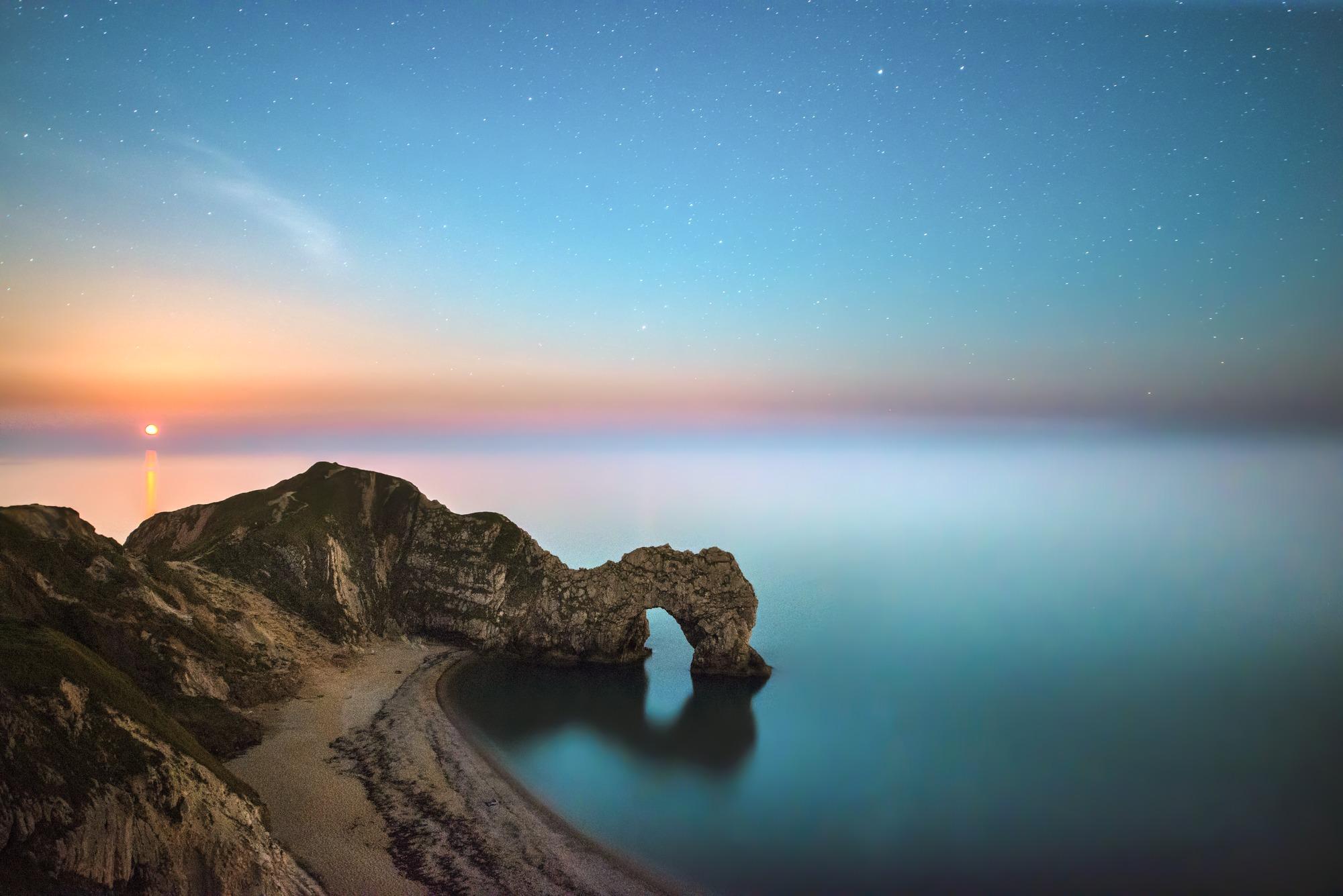 Red Moonrise Durdle Door Wall Mural