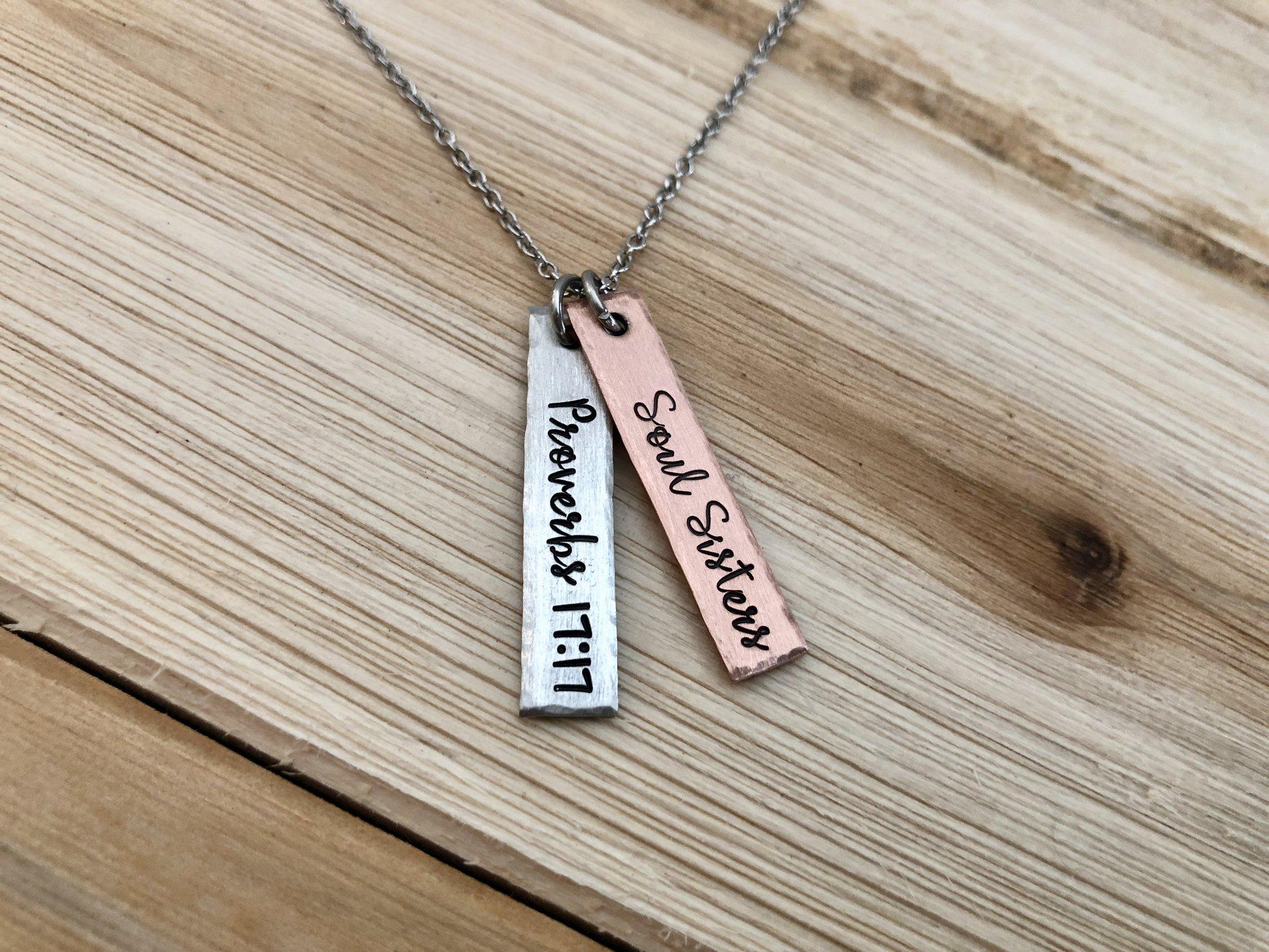 Soul Sisters Proverbs 17:17 Necklace, Sister Jewelry, Best Friend