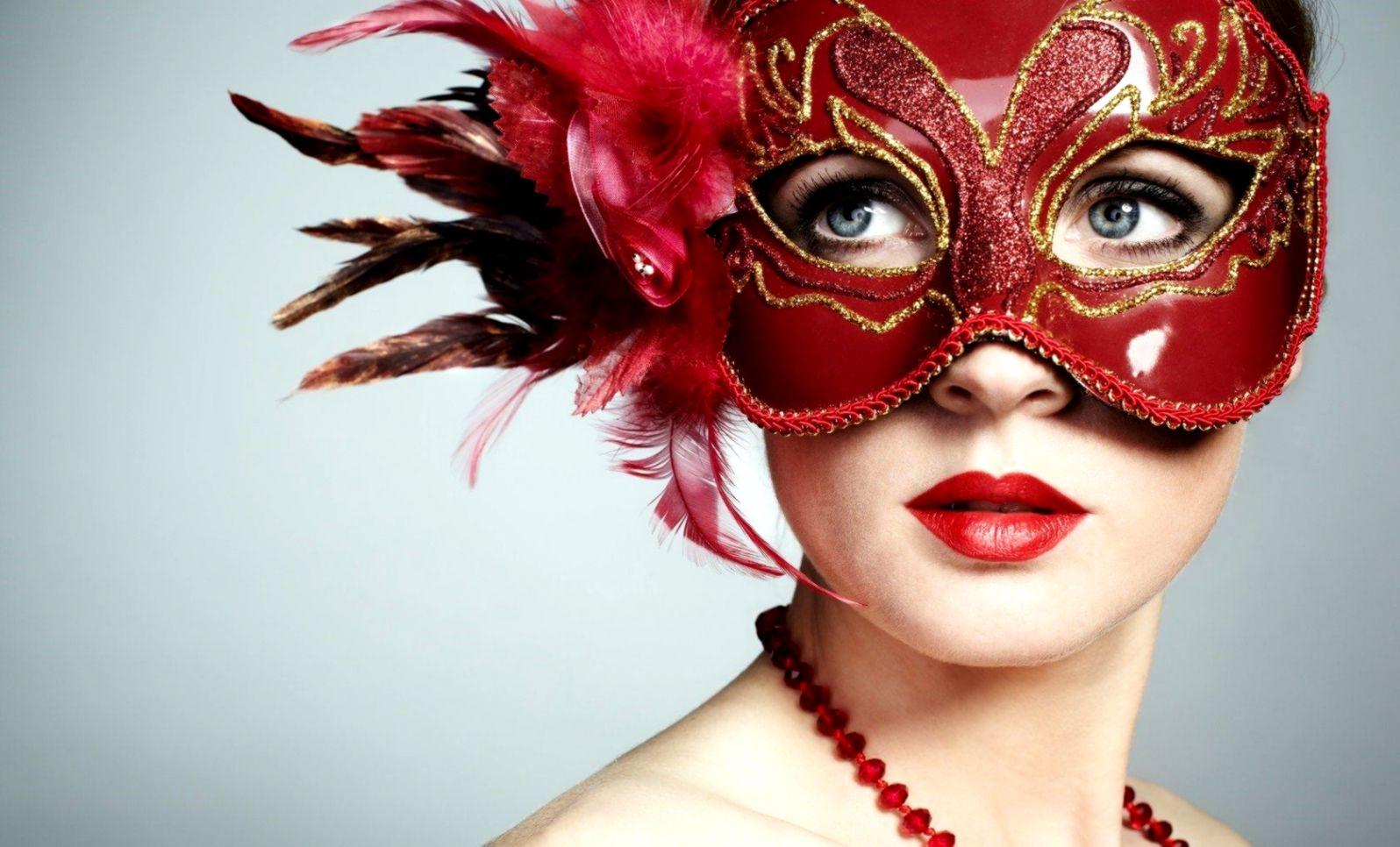 Woman Red Face Mask Fashion Wallpaper