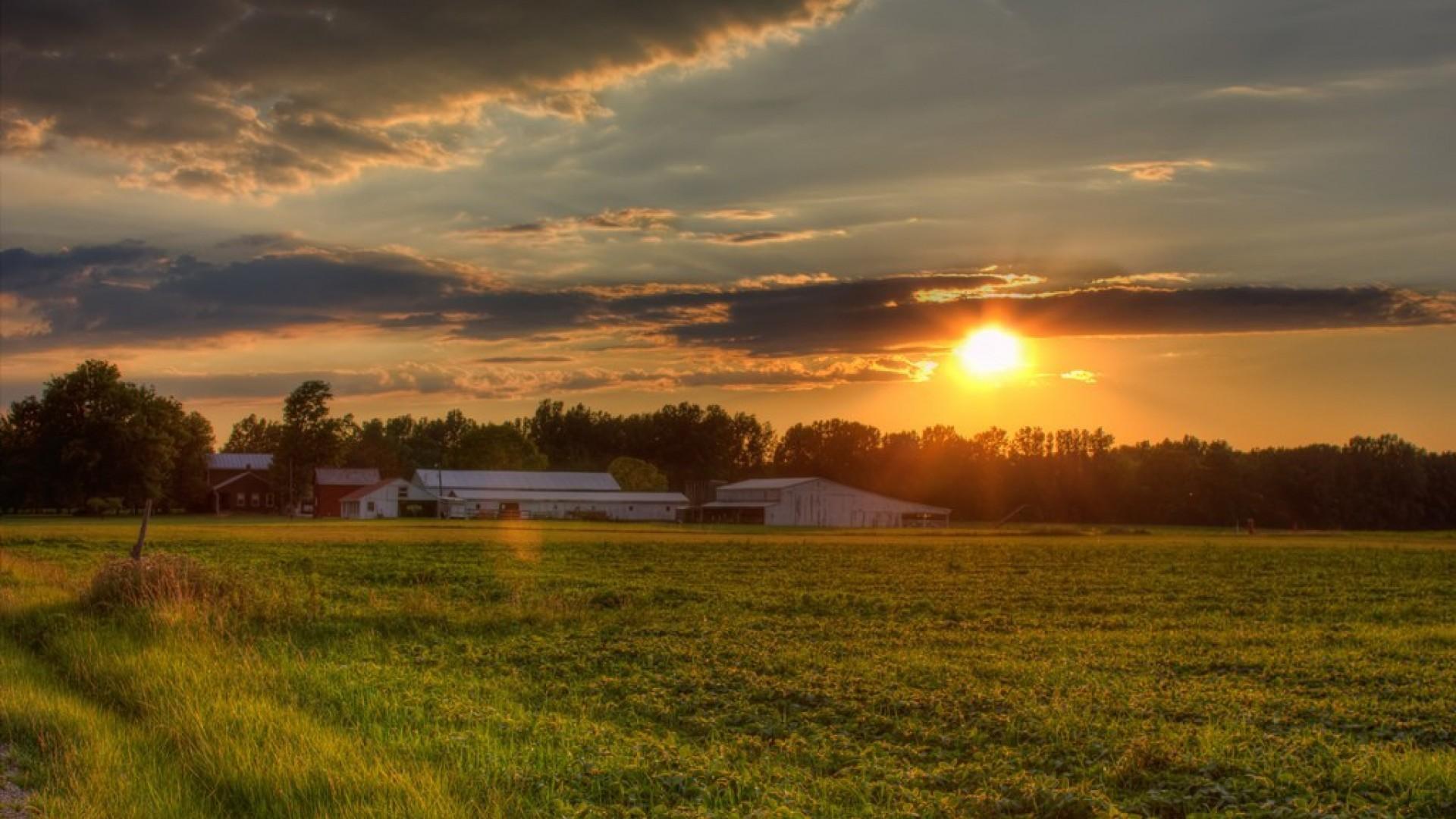 Farm Sunset For Desktop wallpaper