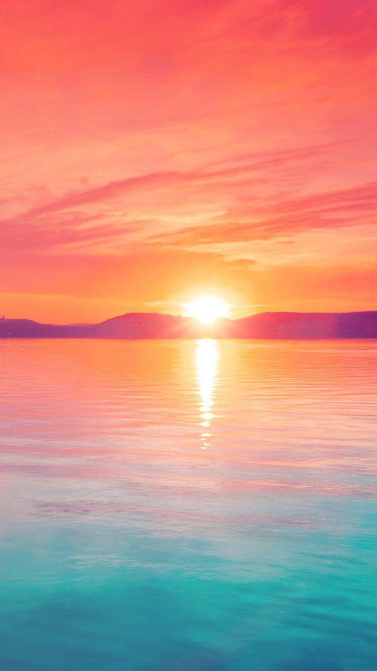Pastel Sunset Over Mountain Lake iPhone 6 Wallpaper. iPhone