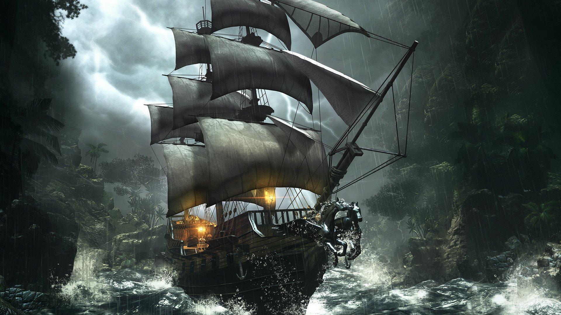 Ghost Pirate Ship Painting. Explore