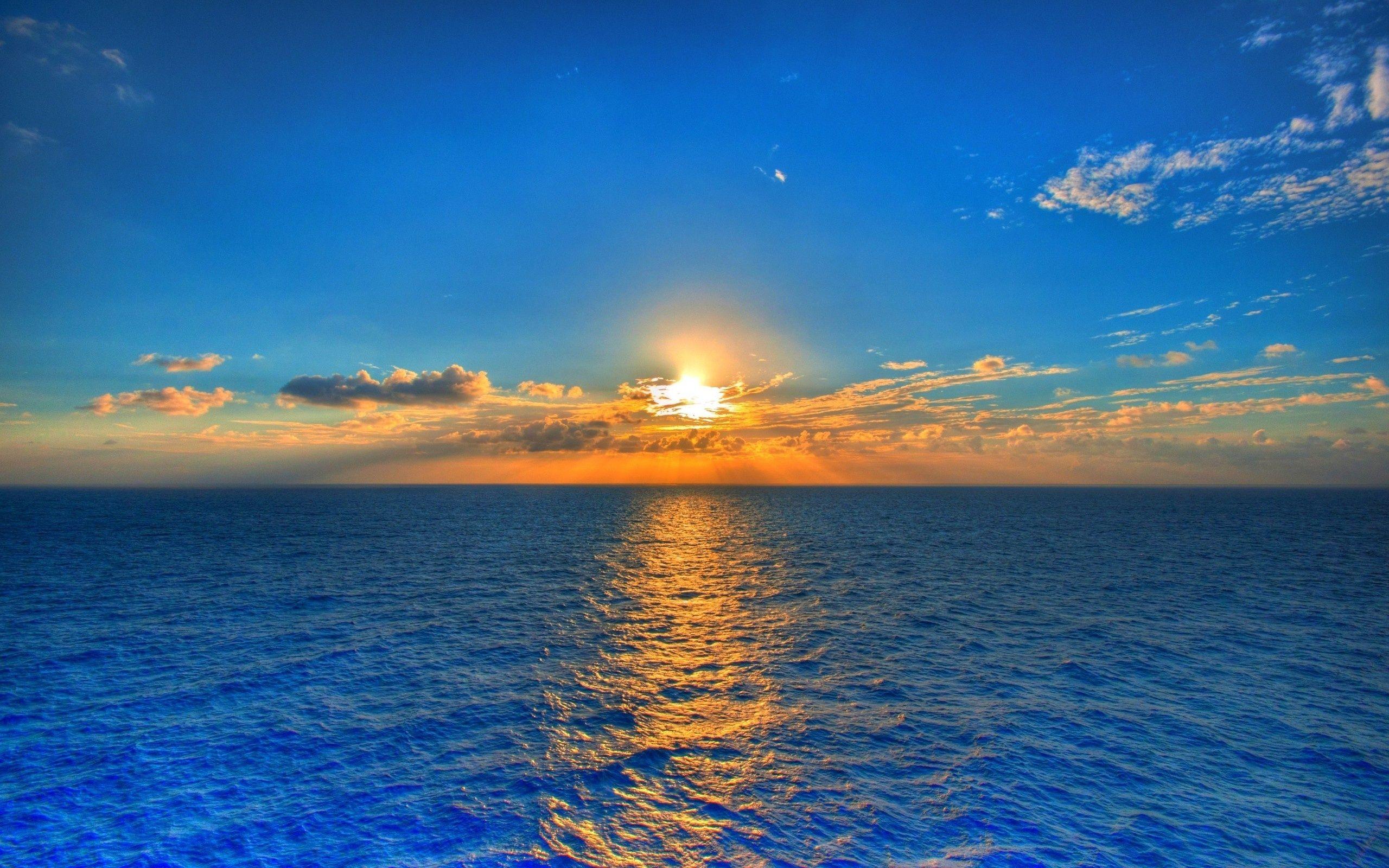 Blue Water Sunset Wallpaper