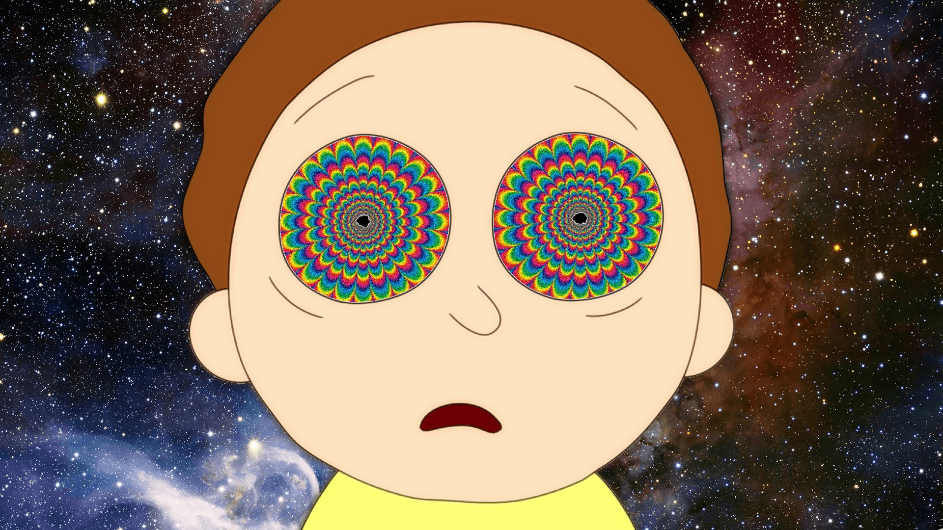 A Morty Wallpaper I made. I kinda like the psychedelic result