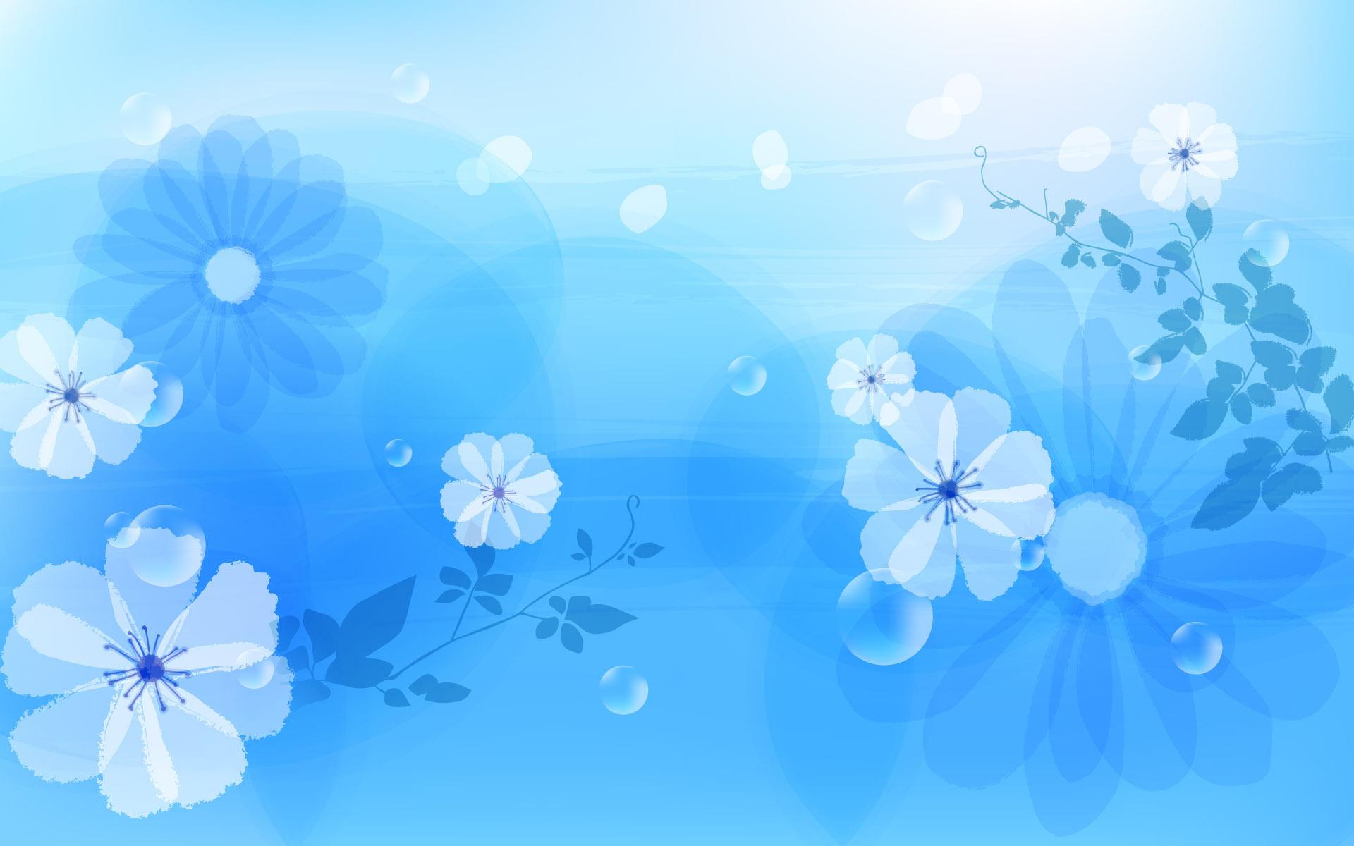 Abstract Flowers Blue Desktop Wallpaper
