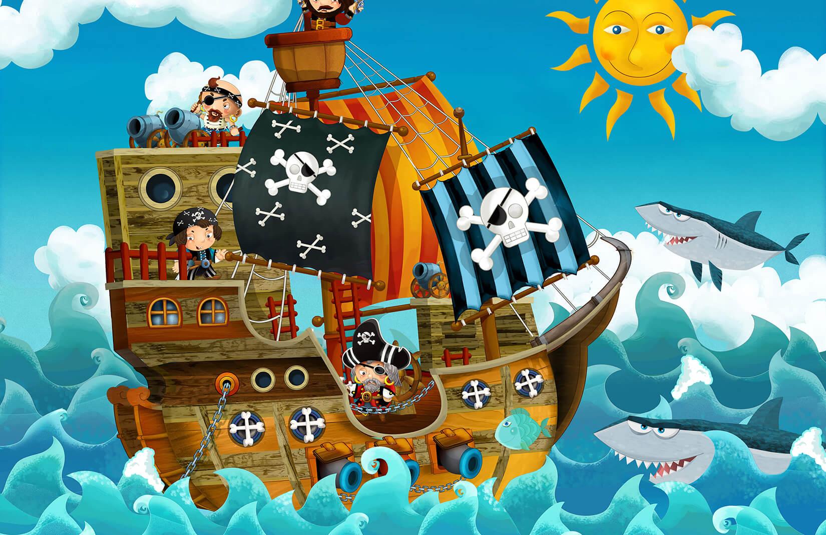 Cartoon Pirate Ship Wall Mural