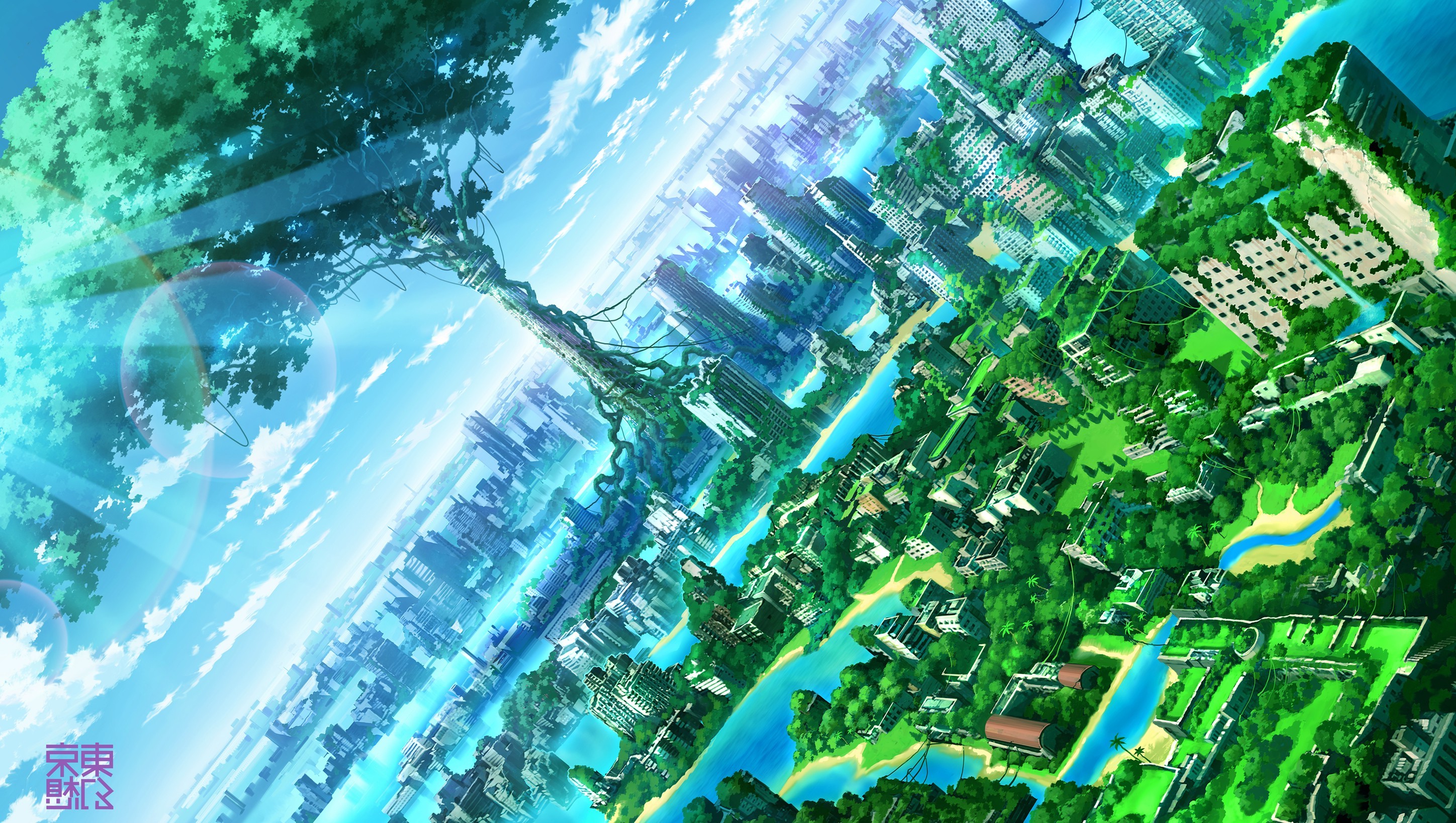 anime, Artwork, Fantasy Art, City, Nature Wallpaper HD
