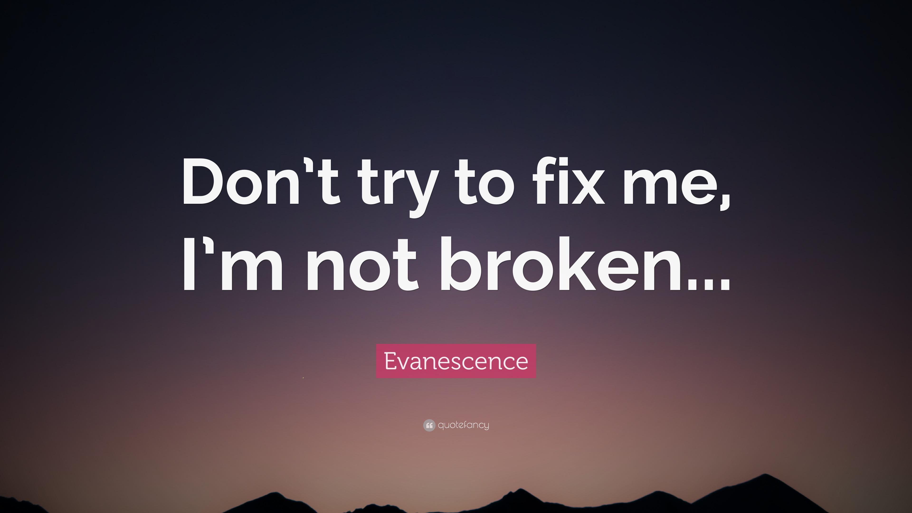 Evanescence Quote: “Don't try to fix me, I'm not broken.” 12