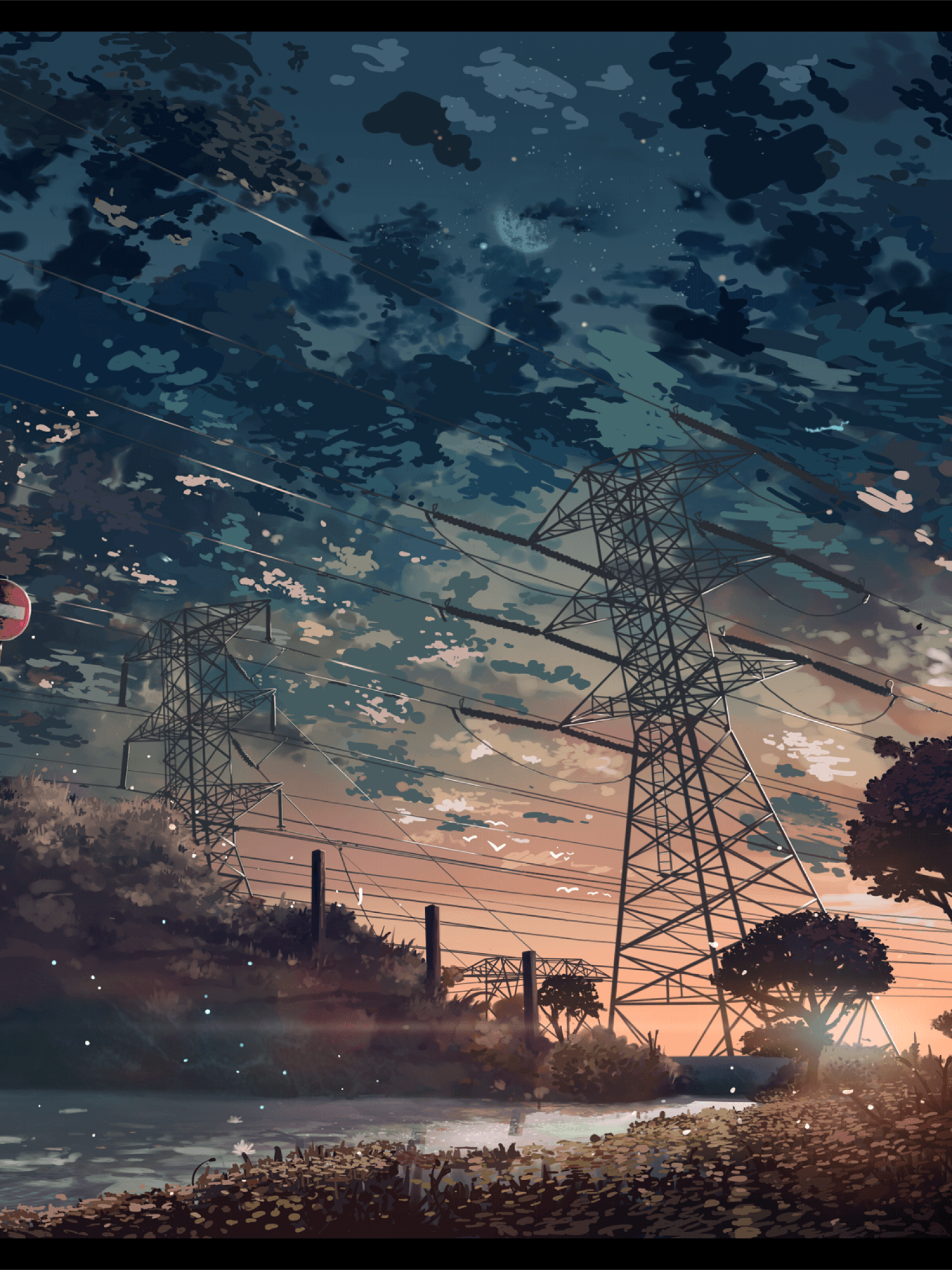 Drawing of a stunning view with pylons Retina iPad