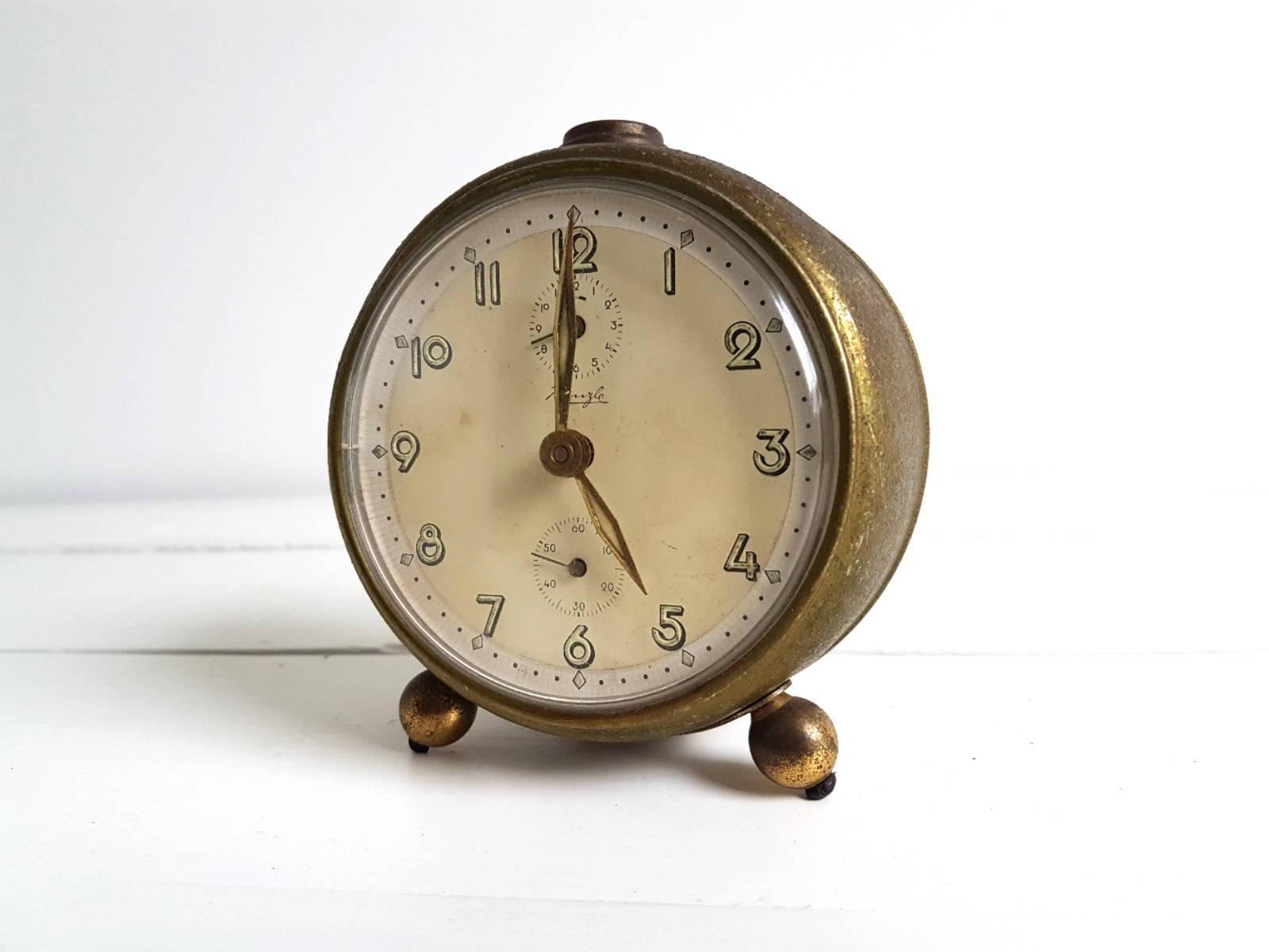 Vintage alarm clock golden 'Kienzle'