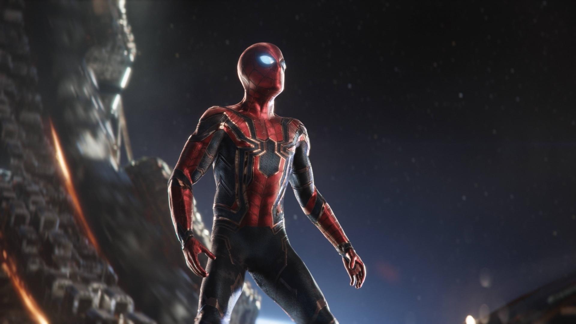 Download 1920x1080 Wallpaper Iron Suit, Spider Man, New Suit