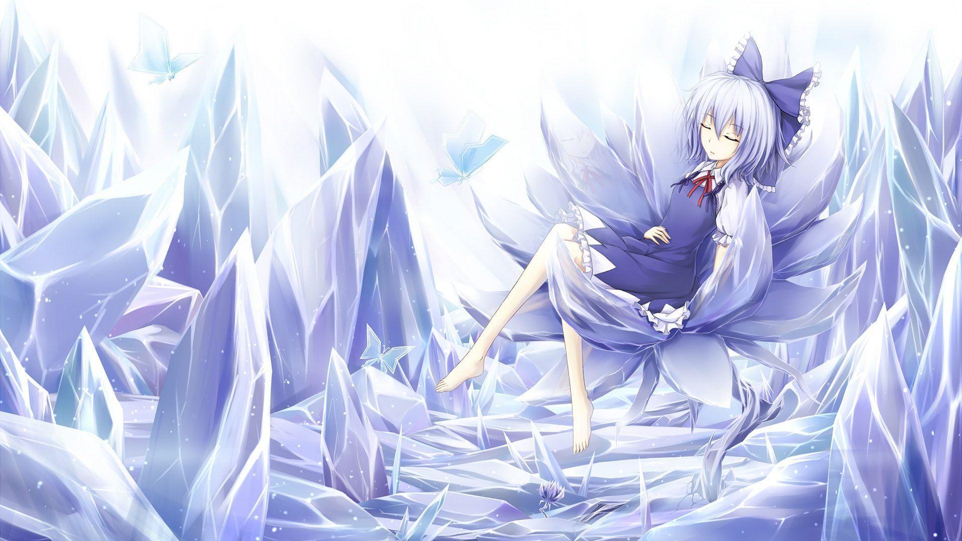 HD Sleeping Cirno in Touhou Project Wallpaper