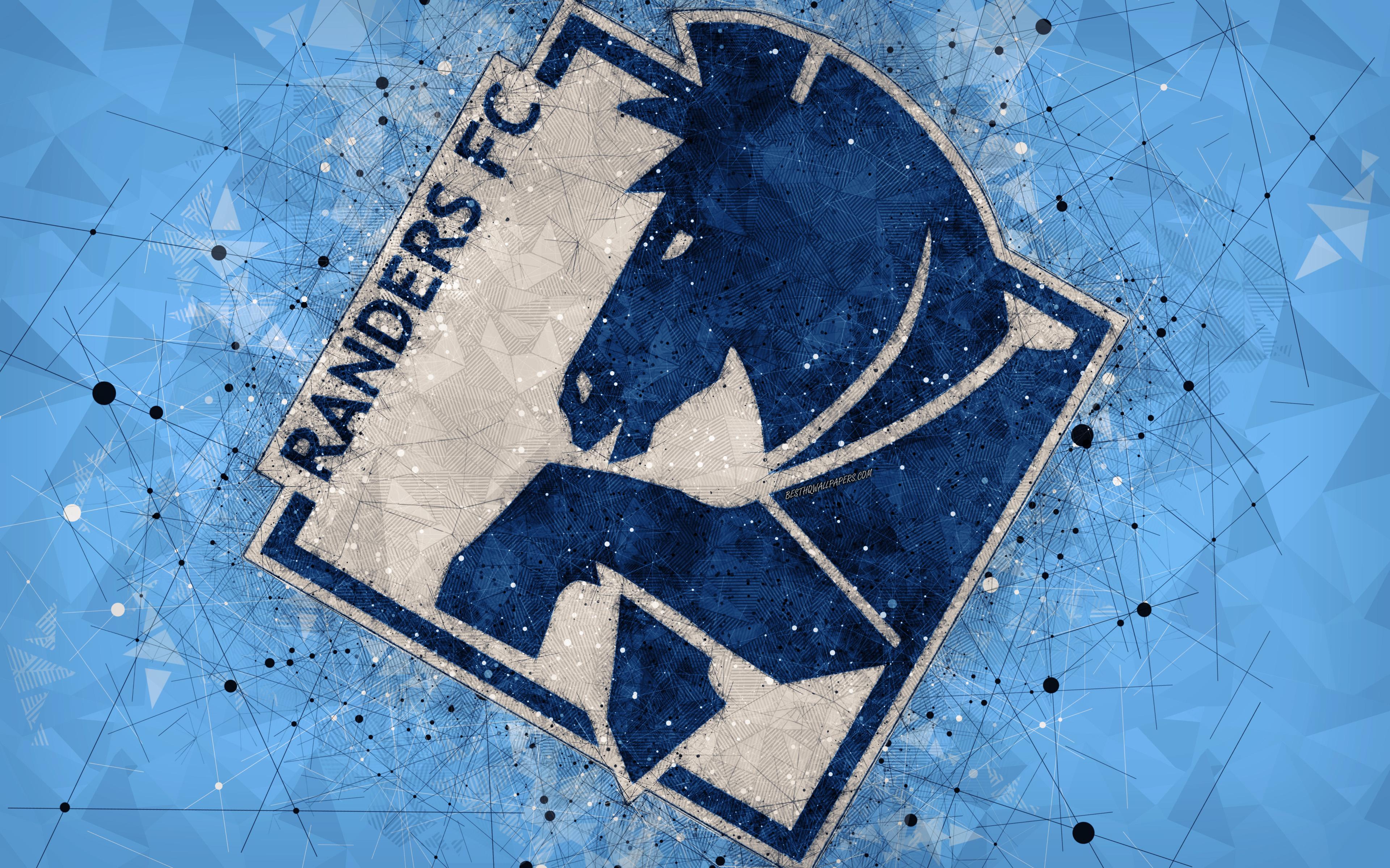 Download wallpaper Randers FC, 4k, logo, geometric art, Danish