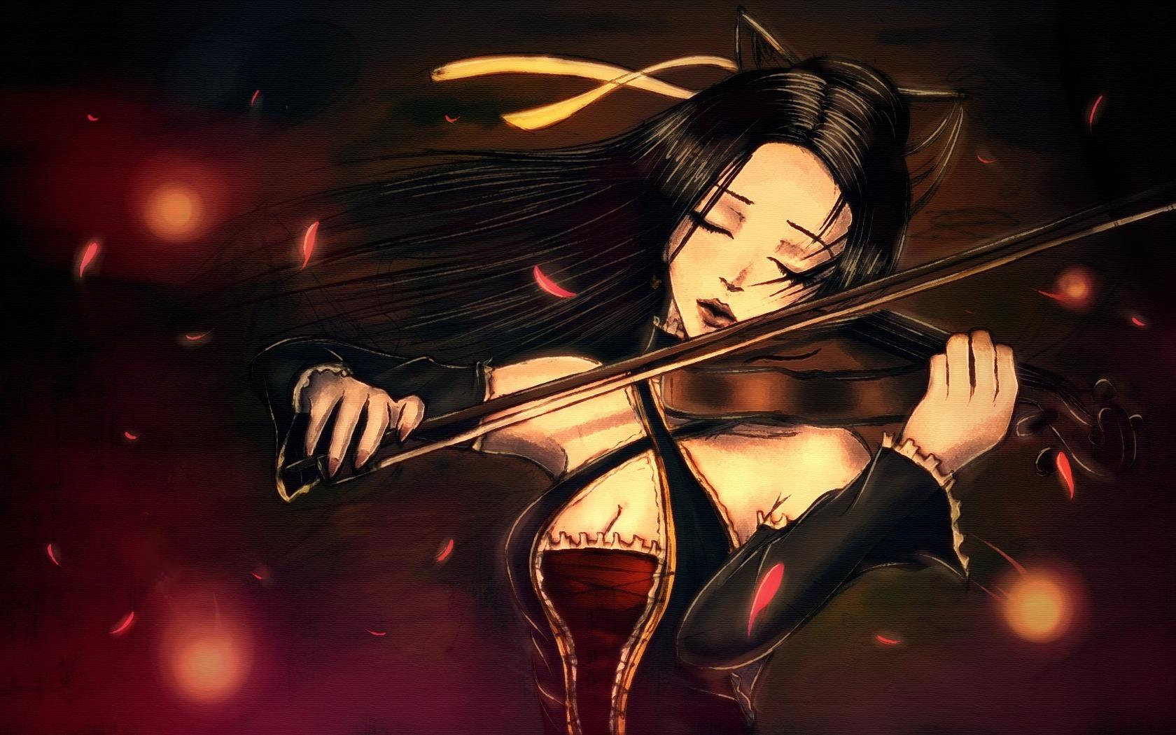 Girl PlayingTthe Violin With Closed Eyes Wallpaper