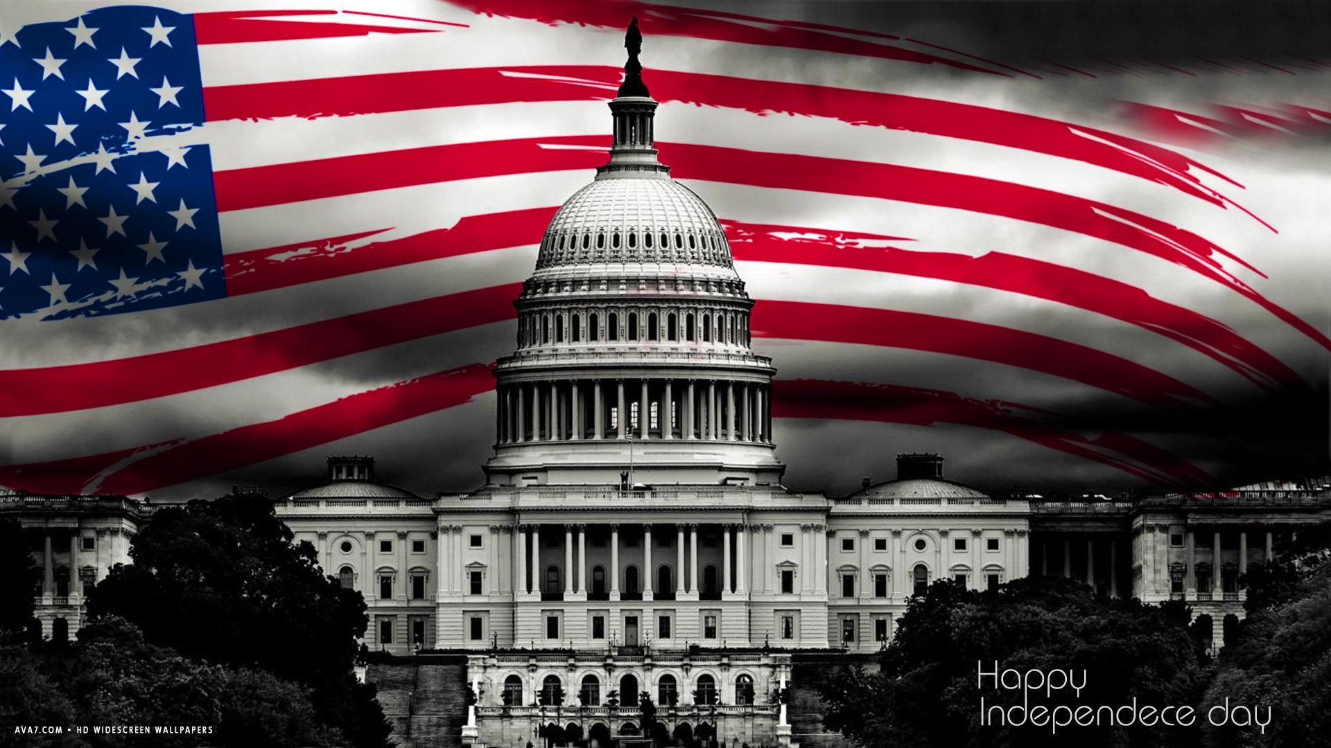 happy independence day 4th july holiday us flag white house holiday HD widescreen wallpaper / holidays background