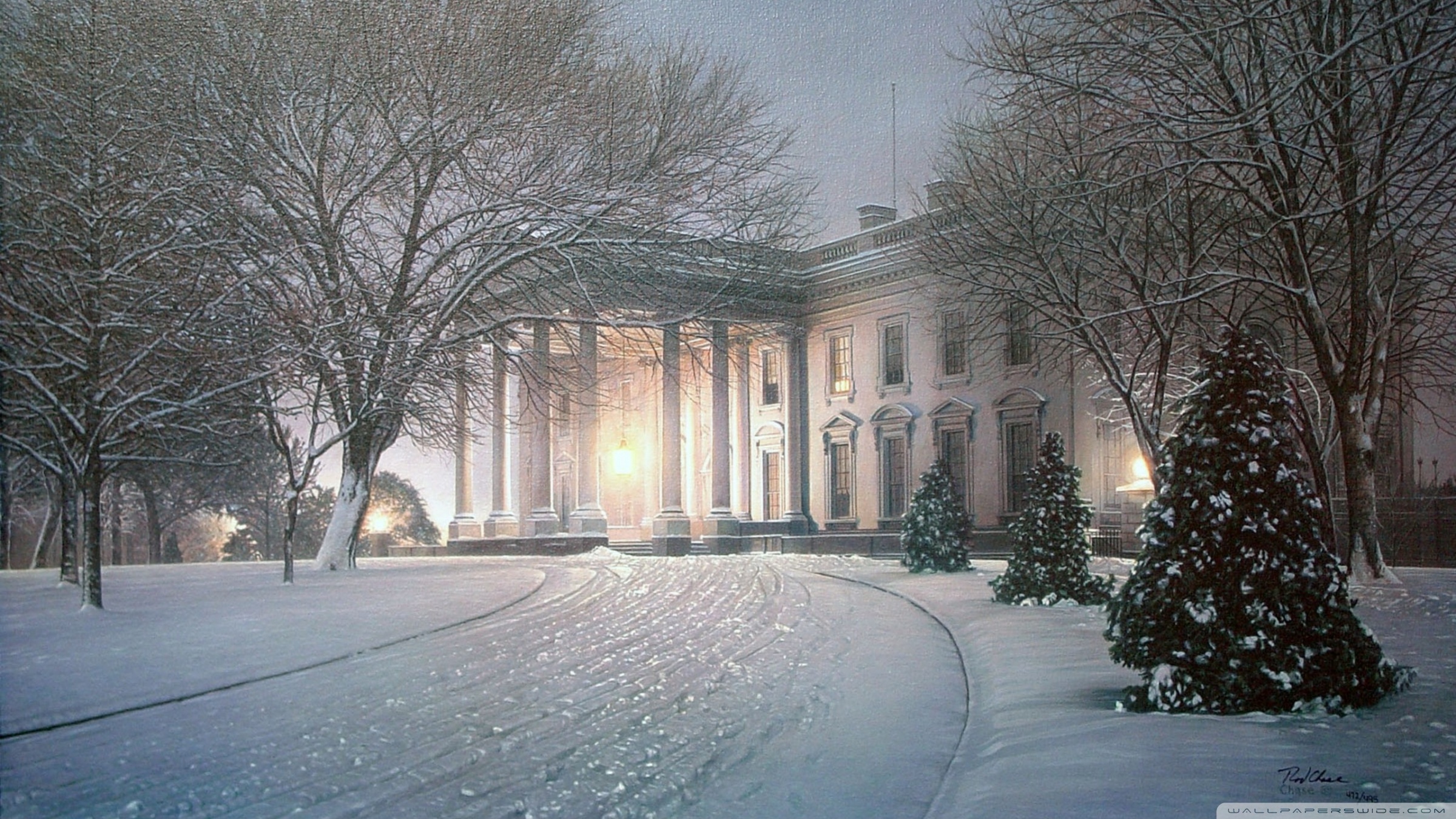 White House Winter Painting ❤ 4K HD Desktop Wallpaper for 4K Ultra