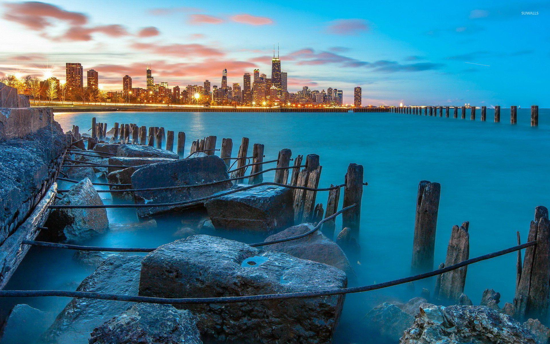 View of Chicago from Lake Shore Drive wallpaper wallpaper
