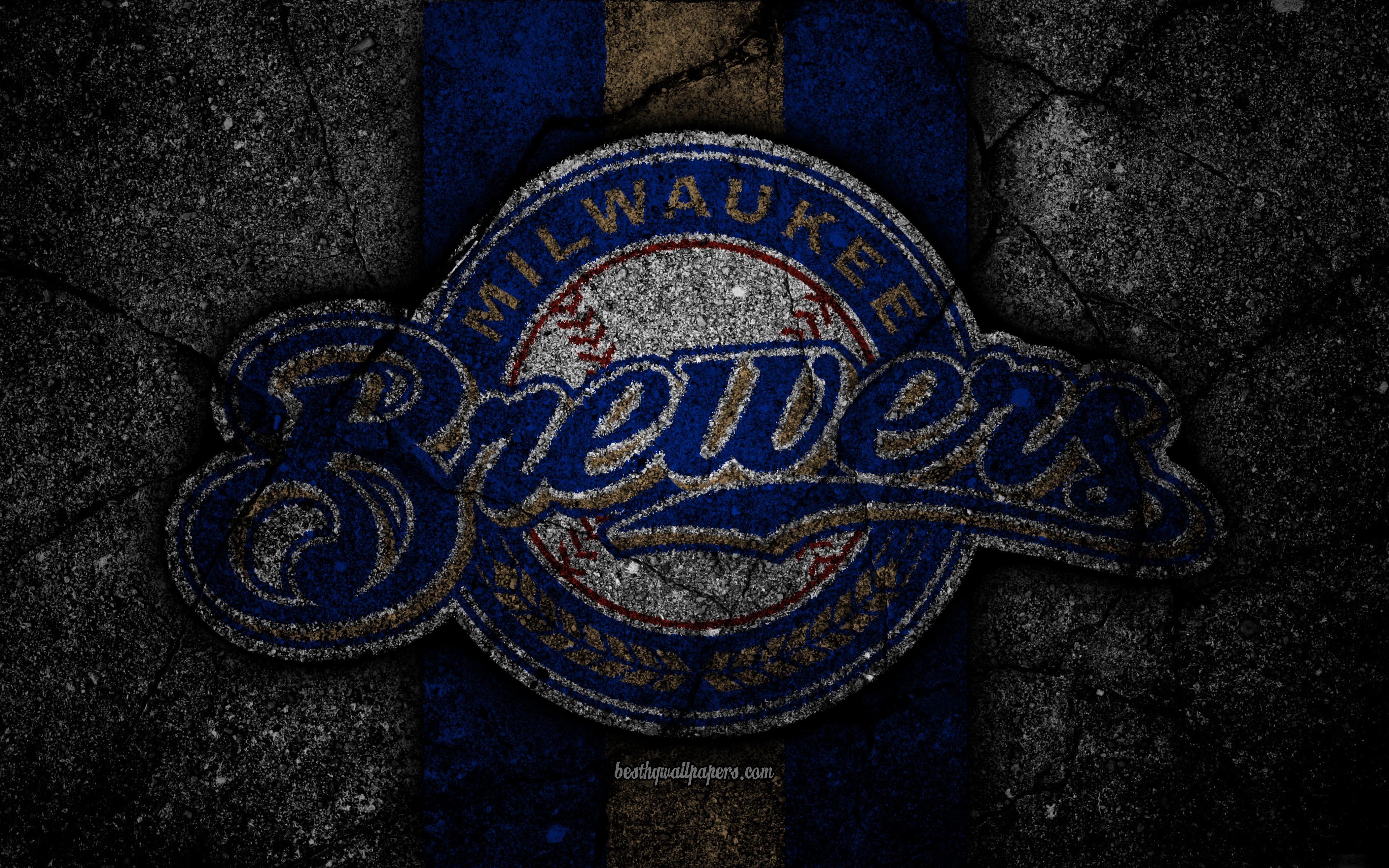 Download wallpaper 4k, Milwaukee Brewers, logo, MLB, baseball