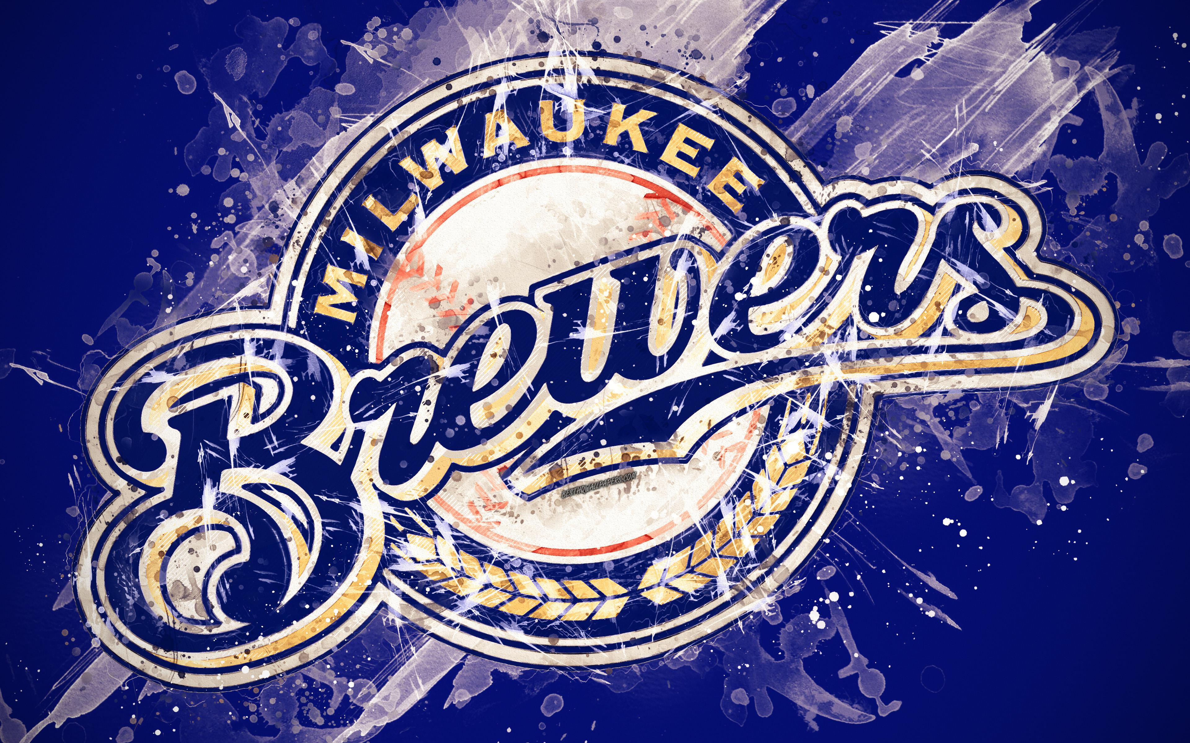 Download wallpaper Milwaukee Brewers, 4k, grunge art, logo