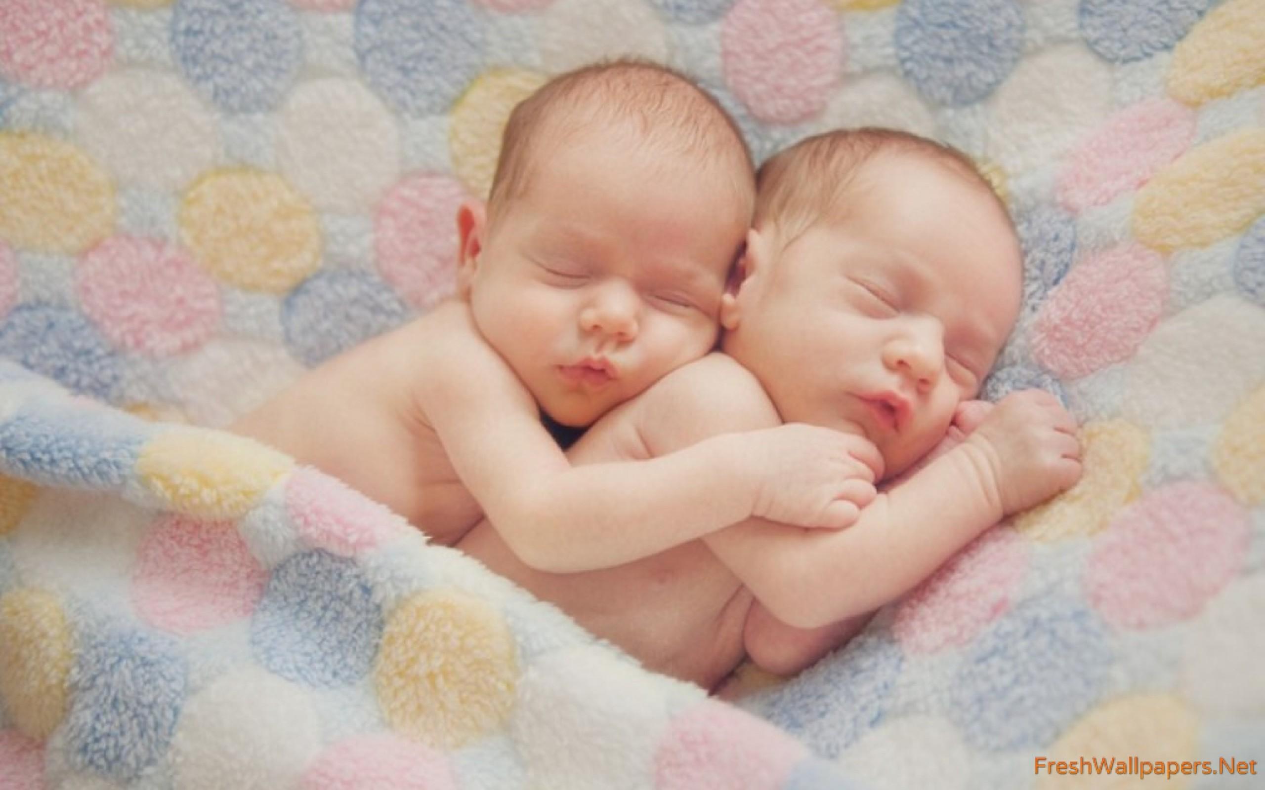 Cute Sleeping Twins Babies wallpaper
