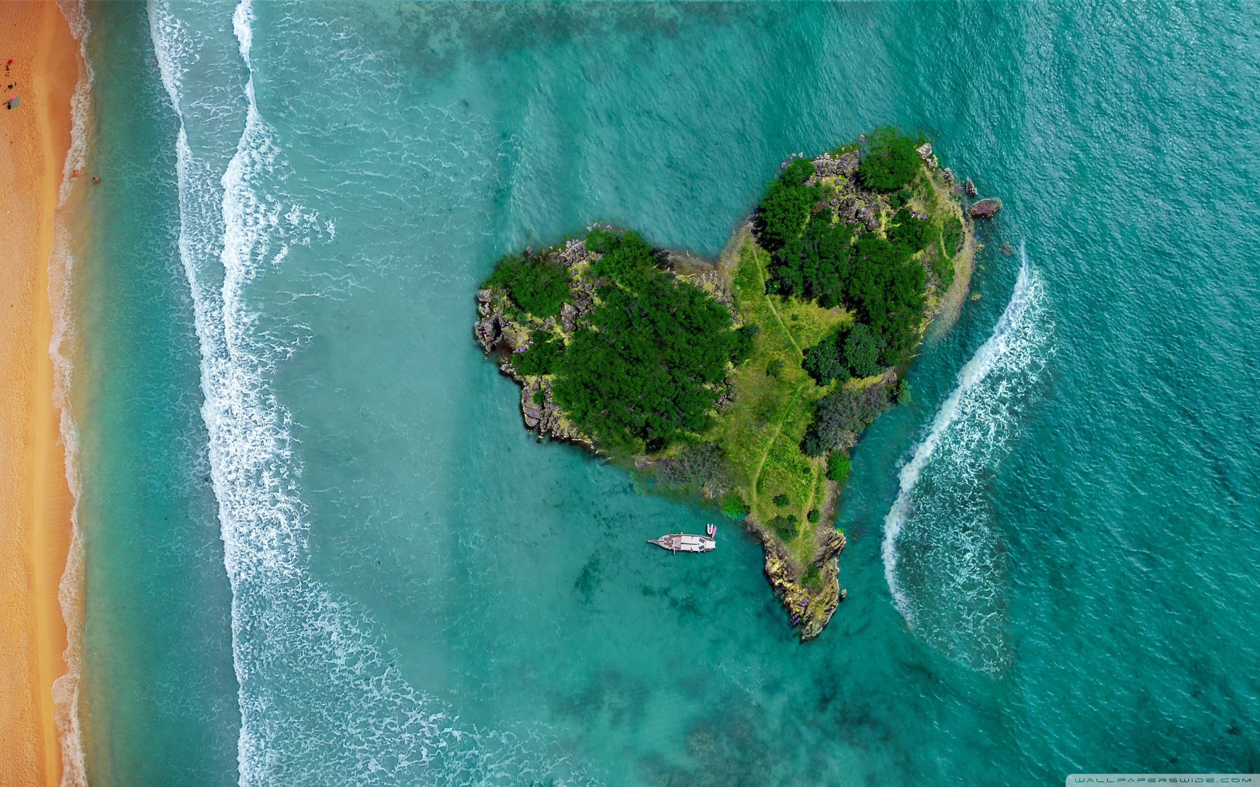  Aerial  View  Of Heart Shaped Tropical  Island Wallpapers  