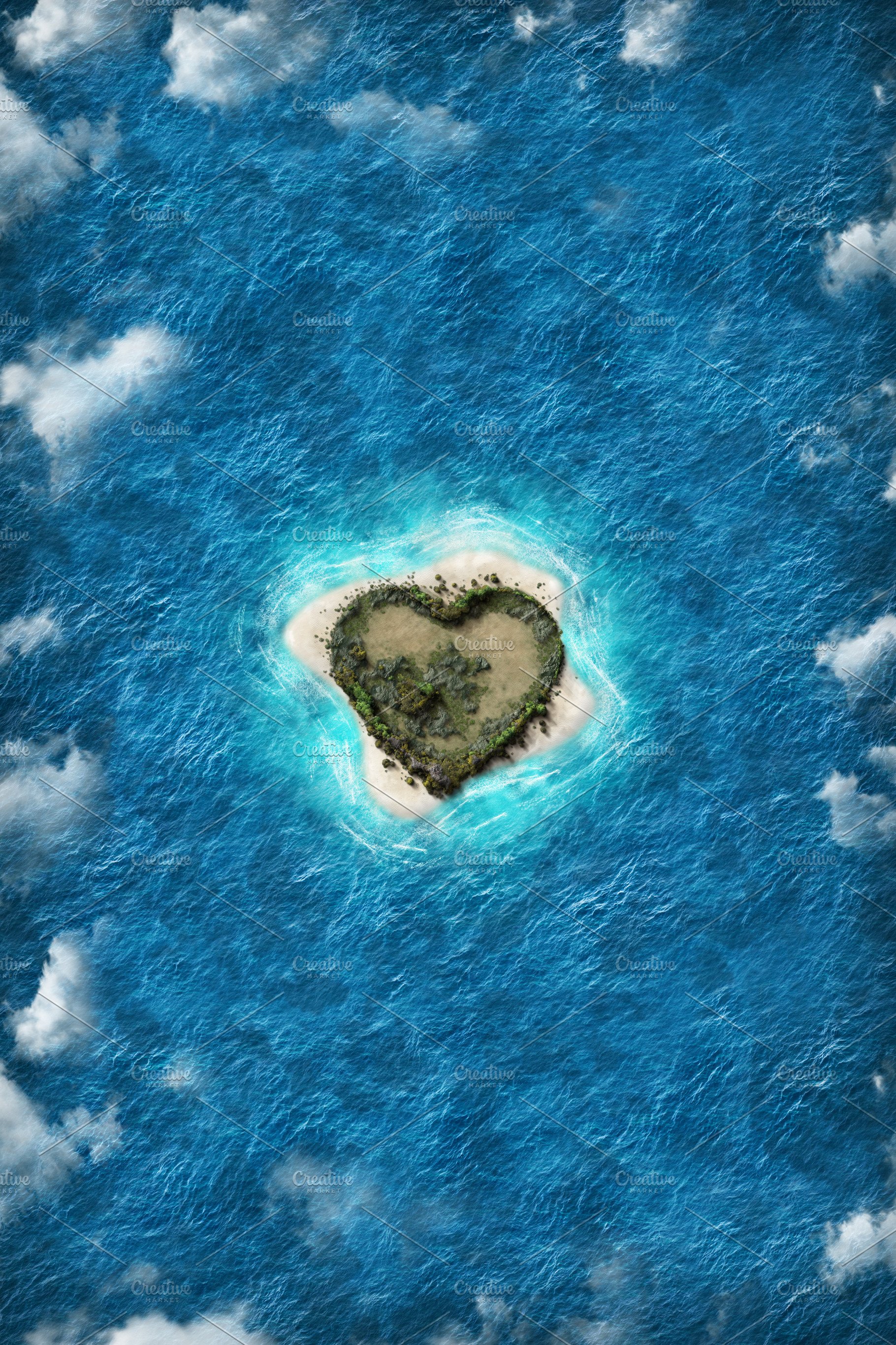 Island in the shape of a heart