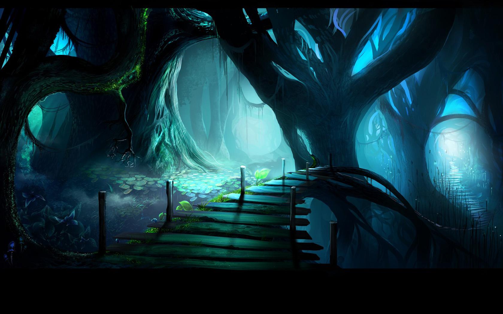 Free download Fantasy Forest Night Wallpaper HD 1680x1050 iWallHD
