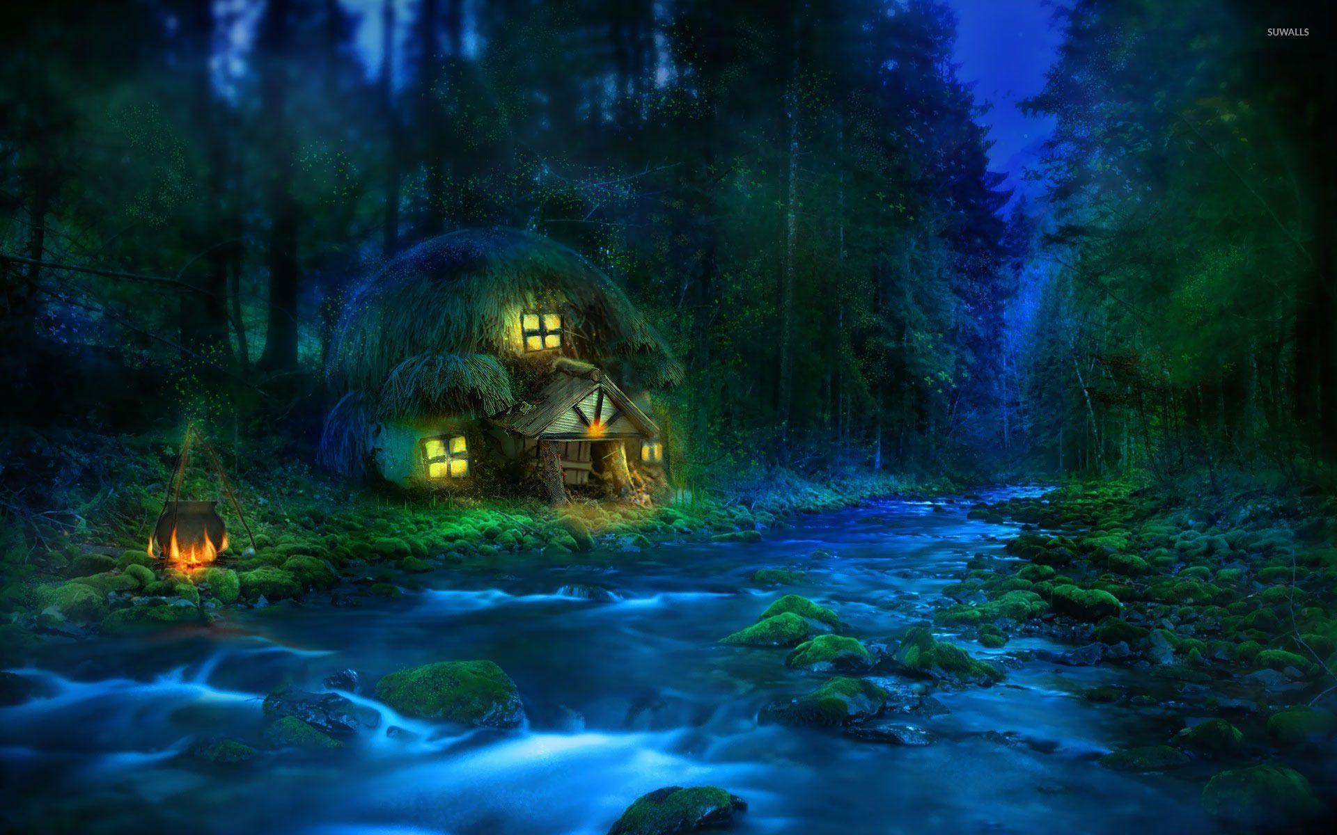 Fairy Forest at Night Wallpaper