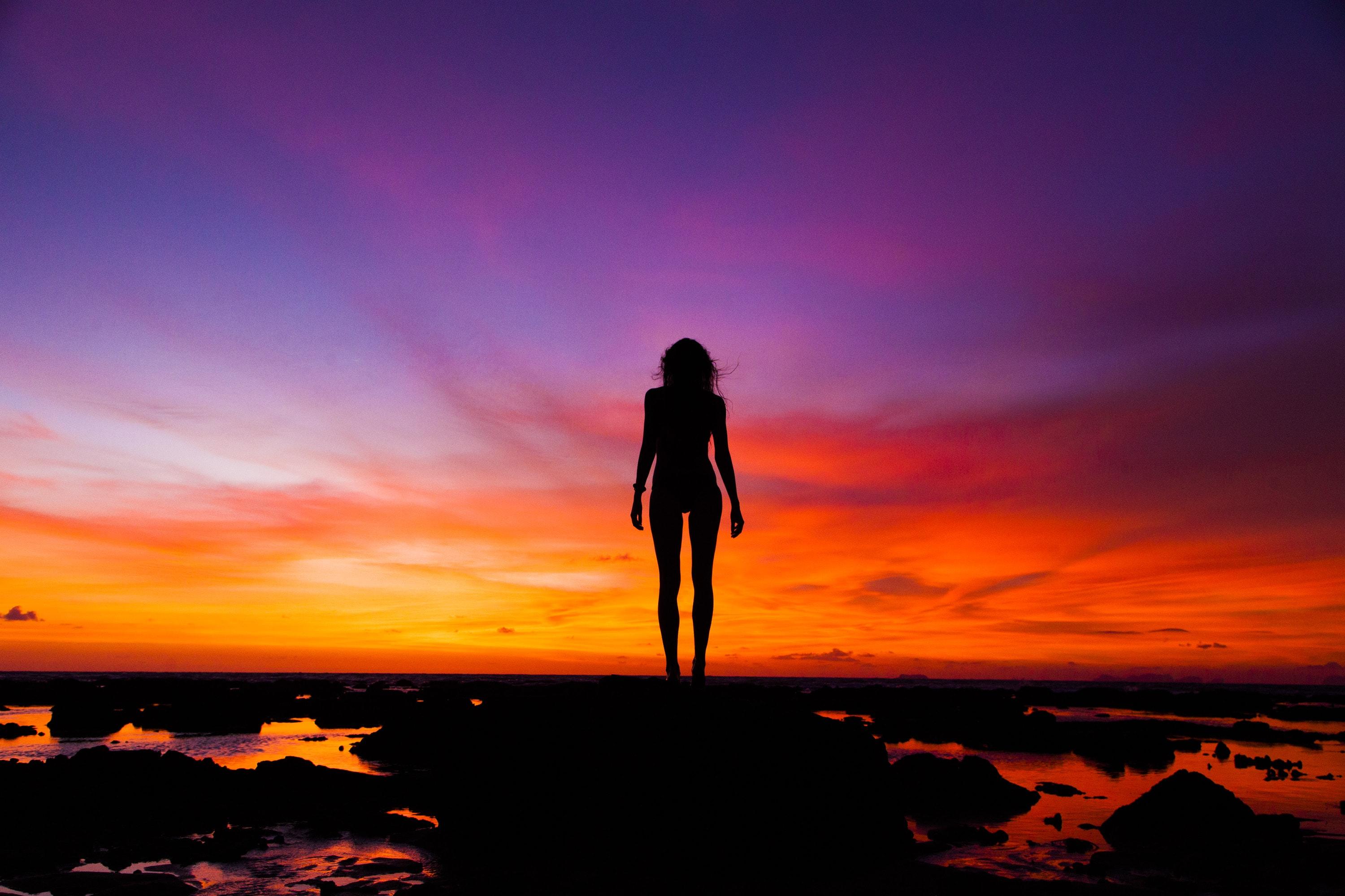 Silhouette Photography Woman Dusk Wallpaper and Free