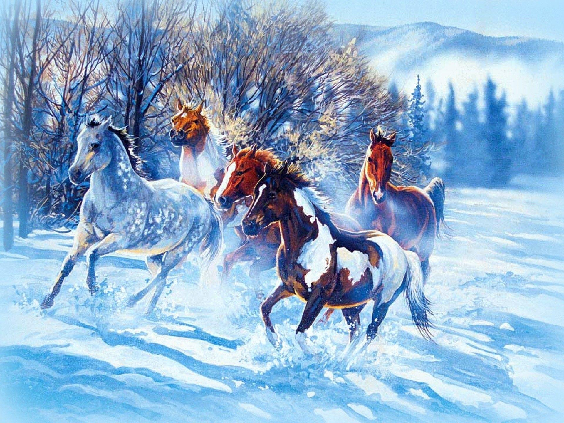 Horse Winter Scenes Wallpaper