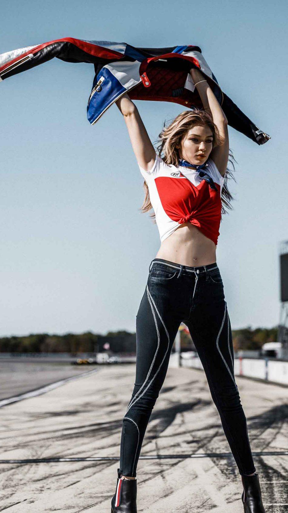 Download Gigi Hadid Tommy Hilfiger Campaign Race Track Free Pure 4K