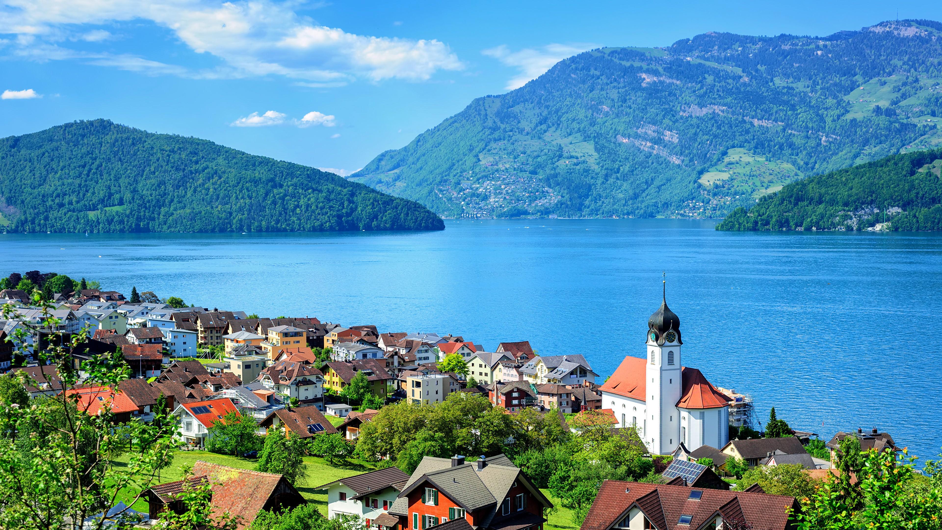 Lake Lucerne Beautiful View in Switzerland Country 4K Wallpaper