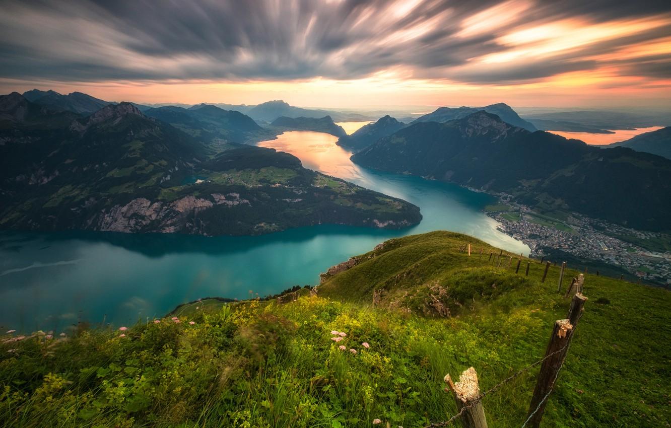 Wallpaper mountains, lake, Switzerland, Alps, panorama, Switzerland