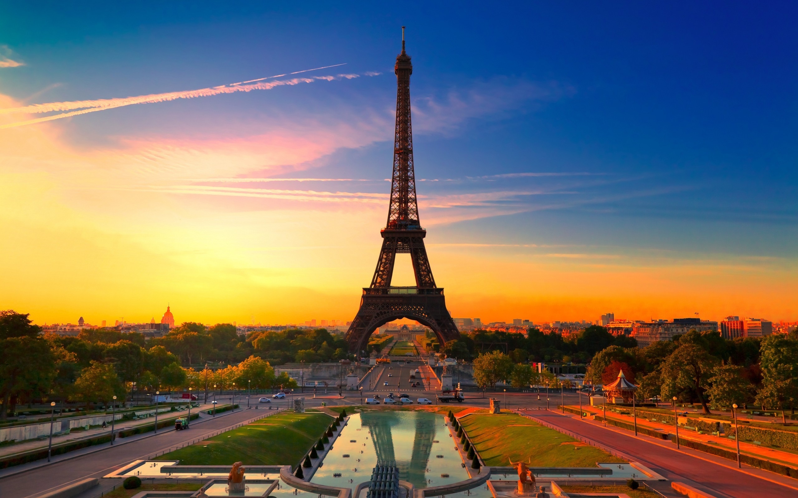 Download 2560x1600 France, Paris, Eiffel Tower, Architecture, Sunset